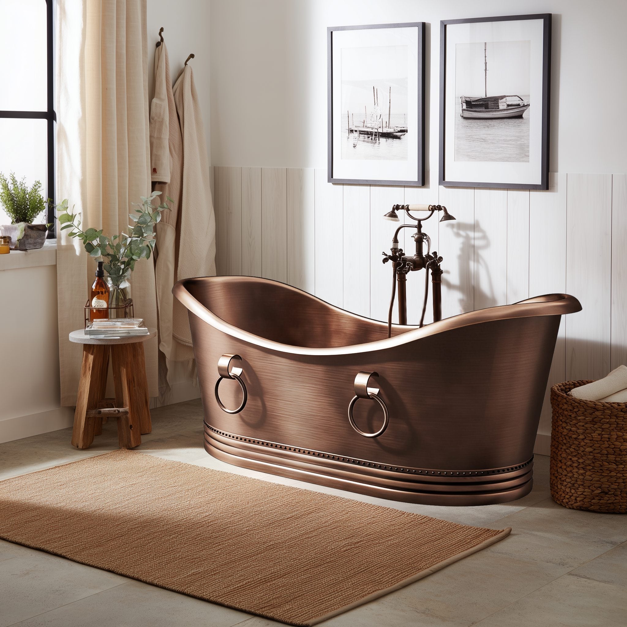 Elite Double-Slipper Medium Copper Freestanding Bathtub ECP-32