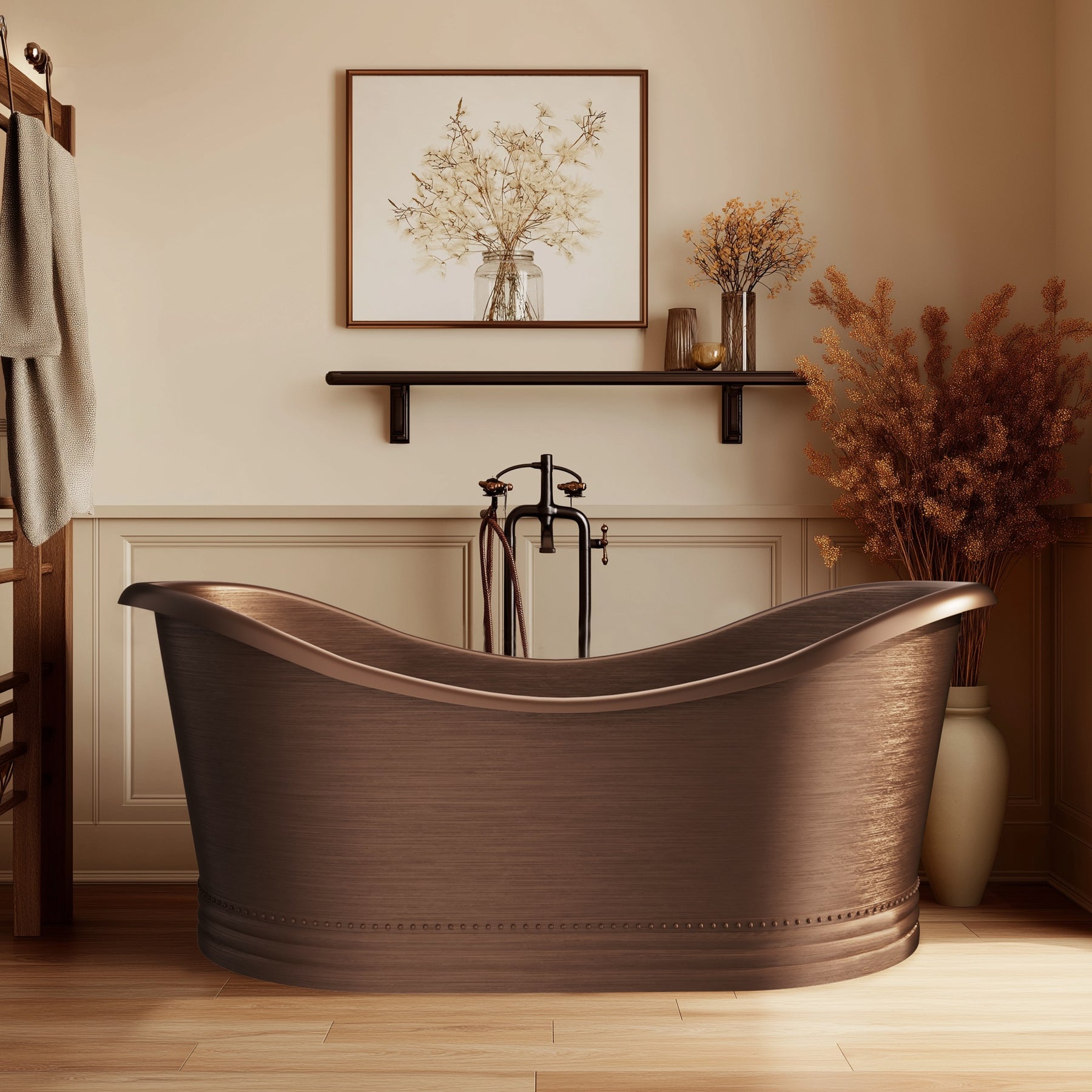 Elite Double-Slipper Medium Copper Freestanding Bathtub ECP-33