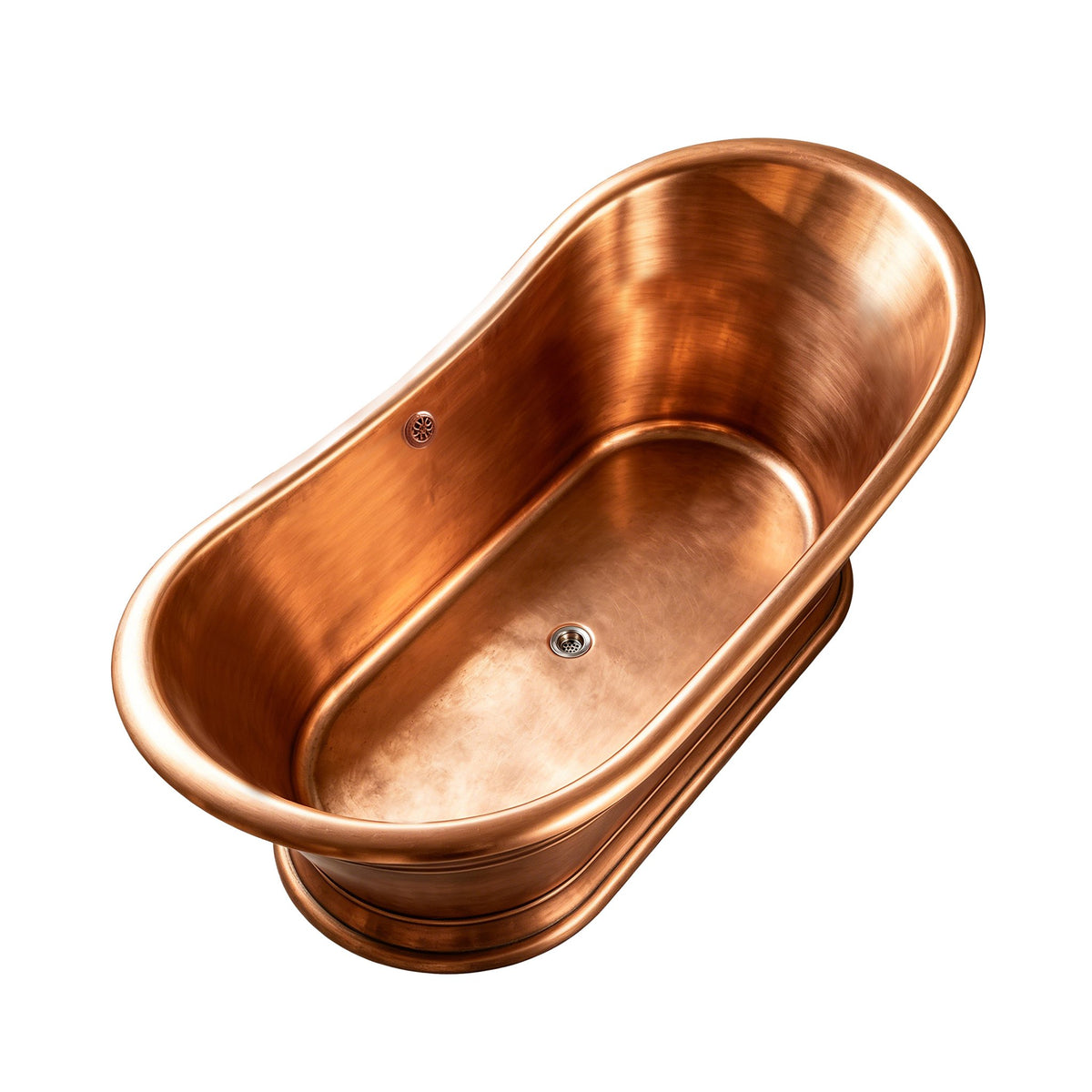 Elite Double-Slipper Natural Copper Freestanding Bathtub with Decorative Bands ET-C-DS41