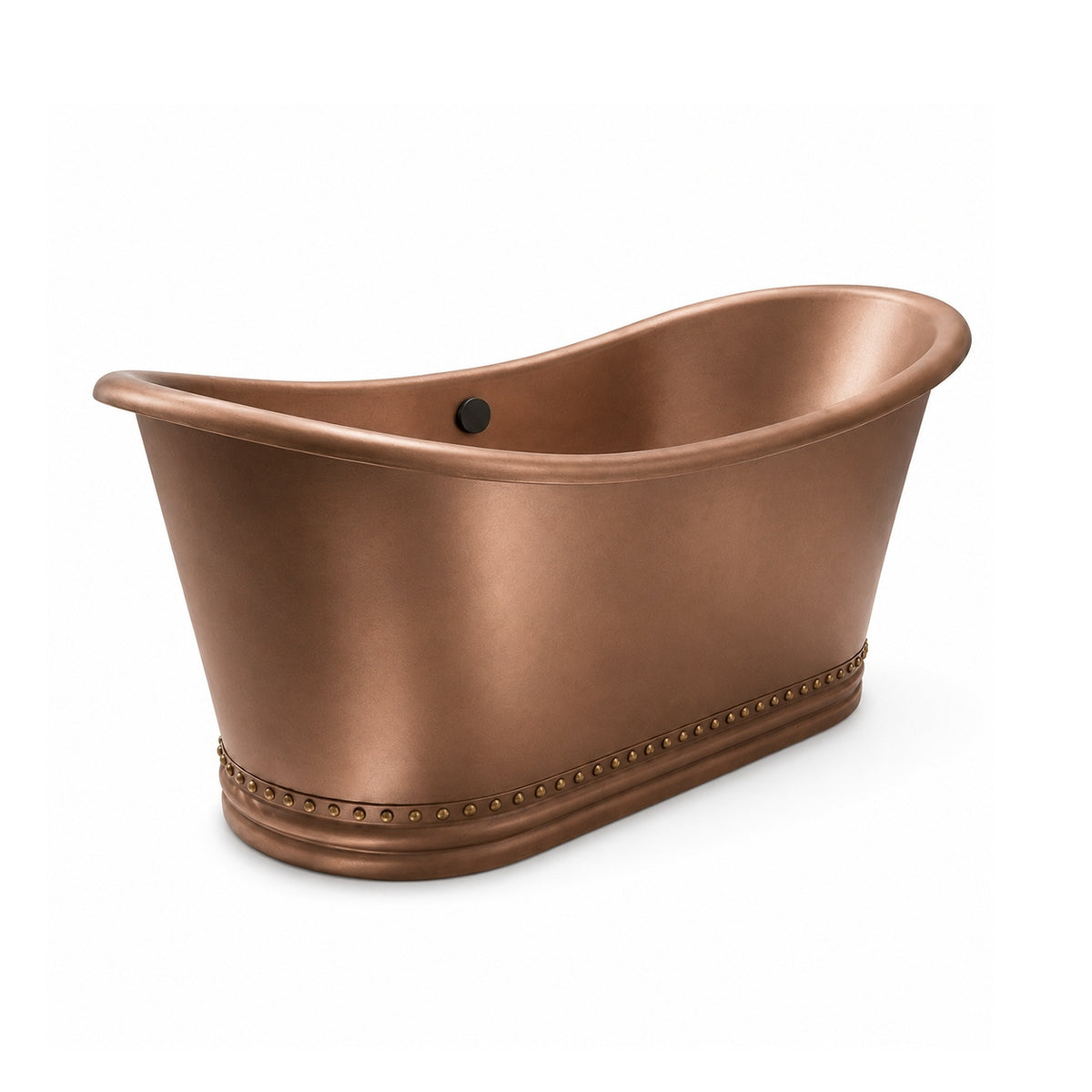 Elite Double-Slipper Natural Copper Freestanding Bathtub with Rivets ET-C-DS43