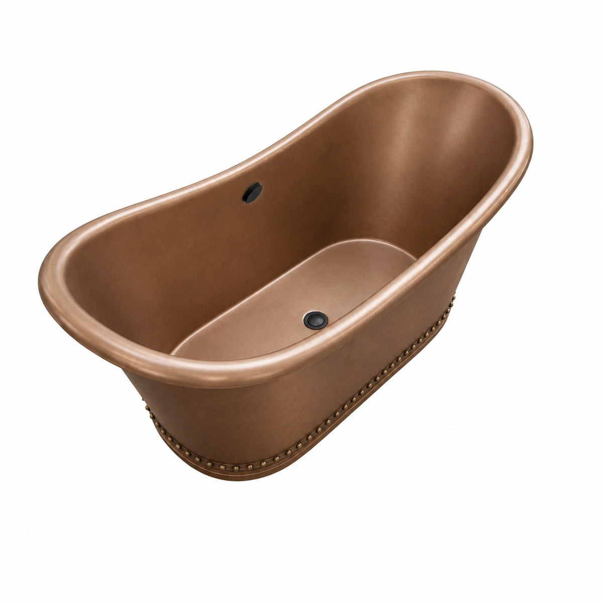 Elite Double-Slipper Natural Copper Freestanding Bathtub with Rivets ET-C-DS43