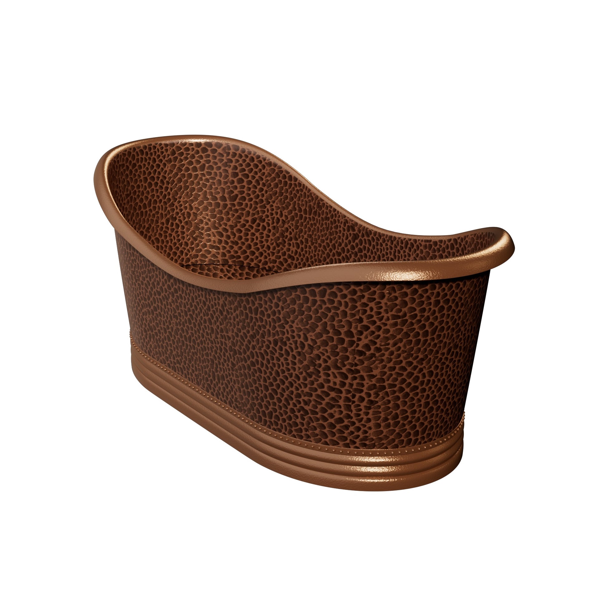 Elite Double-Slipper Pedestal Hammered Vintage Copper Freestanding Bathtub ECP-29