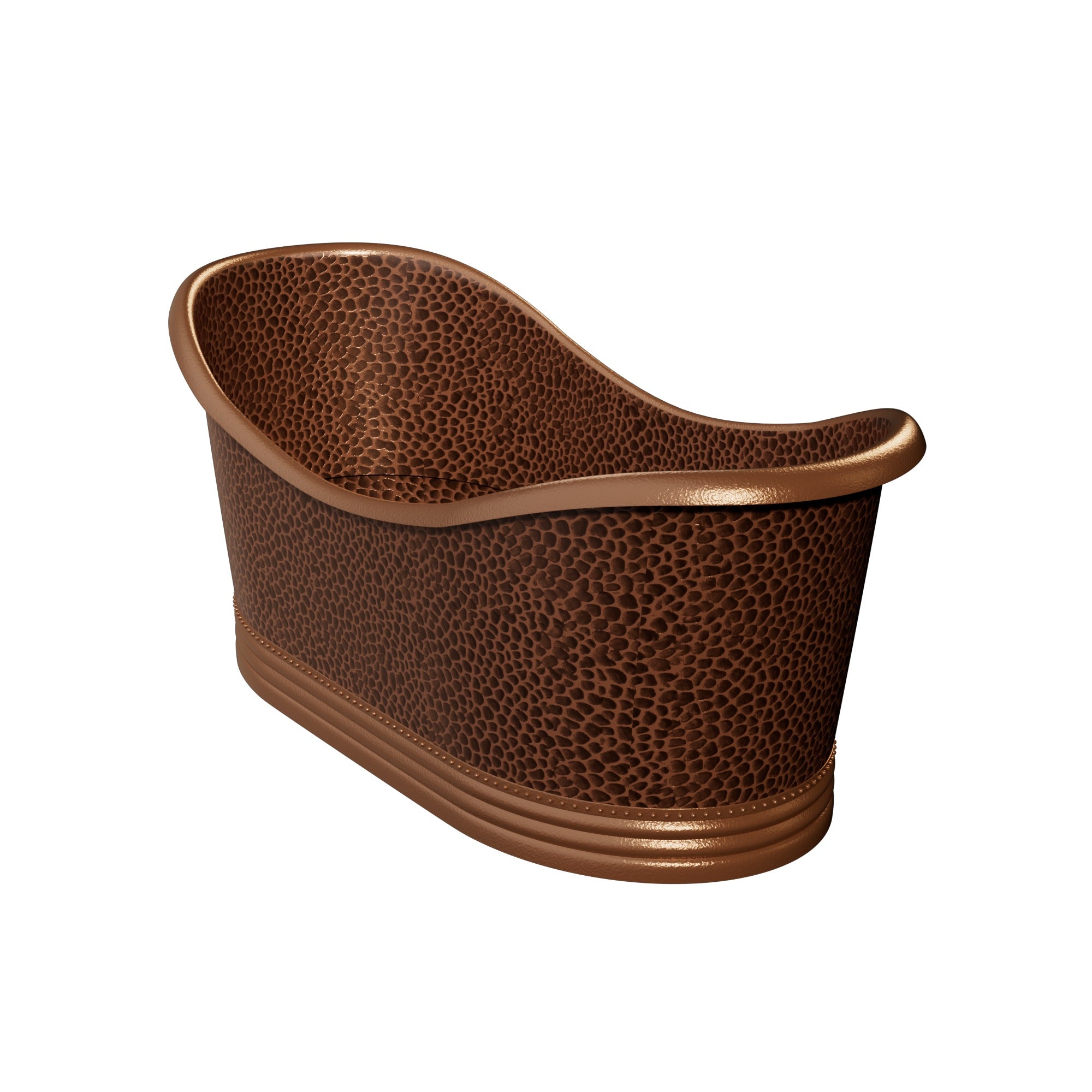 Elite Double-Slipper Pedestal Hammered Vintage Copper Freestanding Bathtub ECP-29