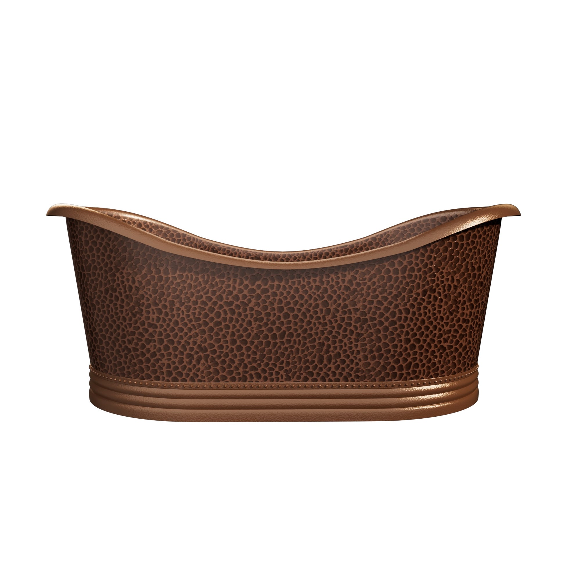 Elite Double-Slipper Pedestal Hammered Vintage Copper Freestanding Bathtub ECP-29