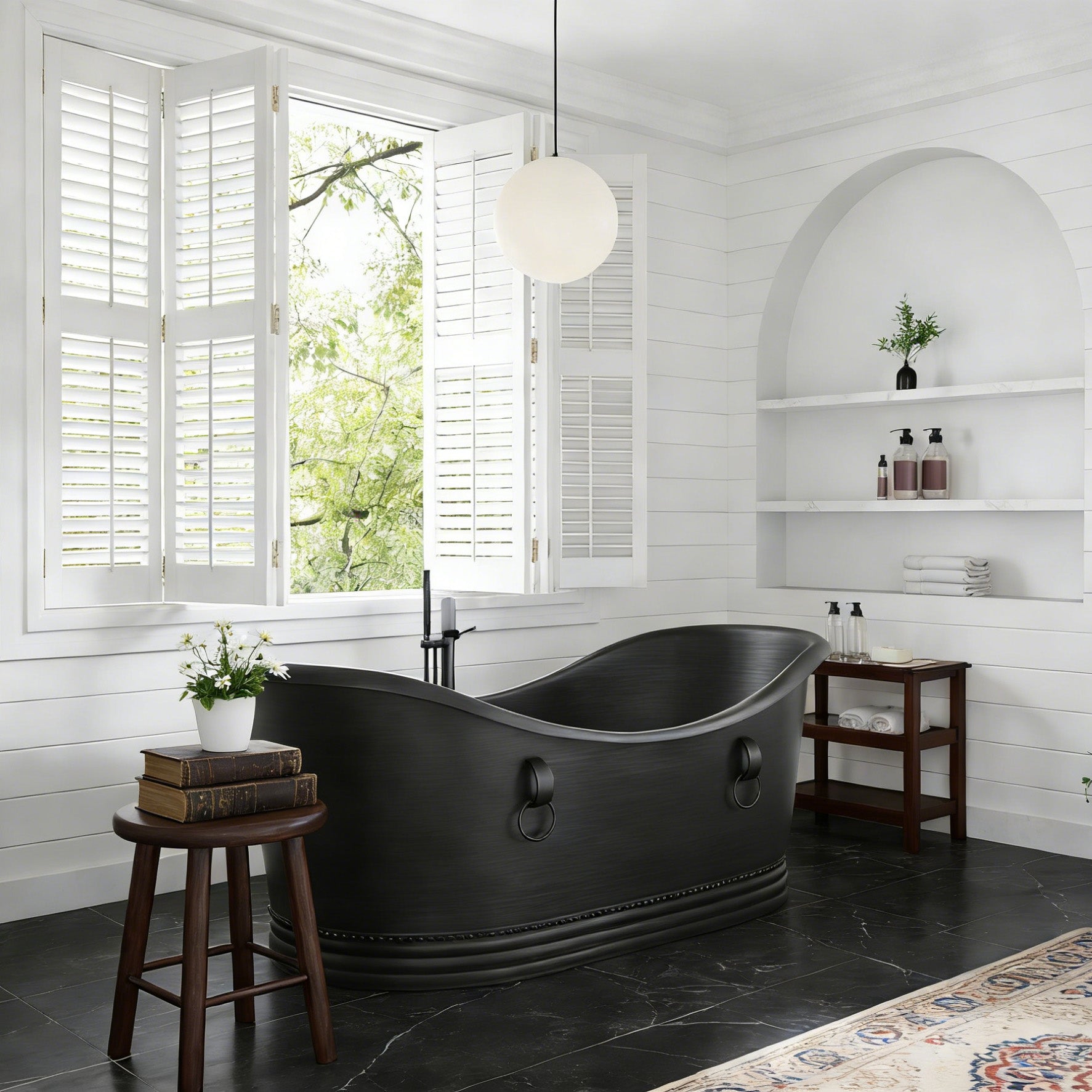 Elite Double-Slipper Pedestal Oil Rubbed Bronze Copper Freestanding Bathtub ECP-23
