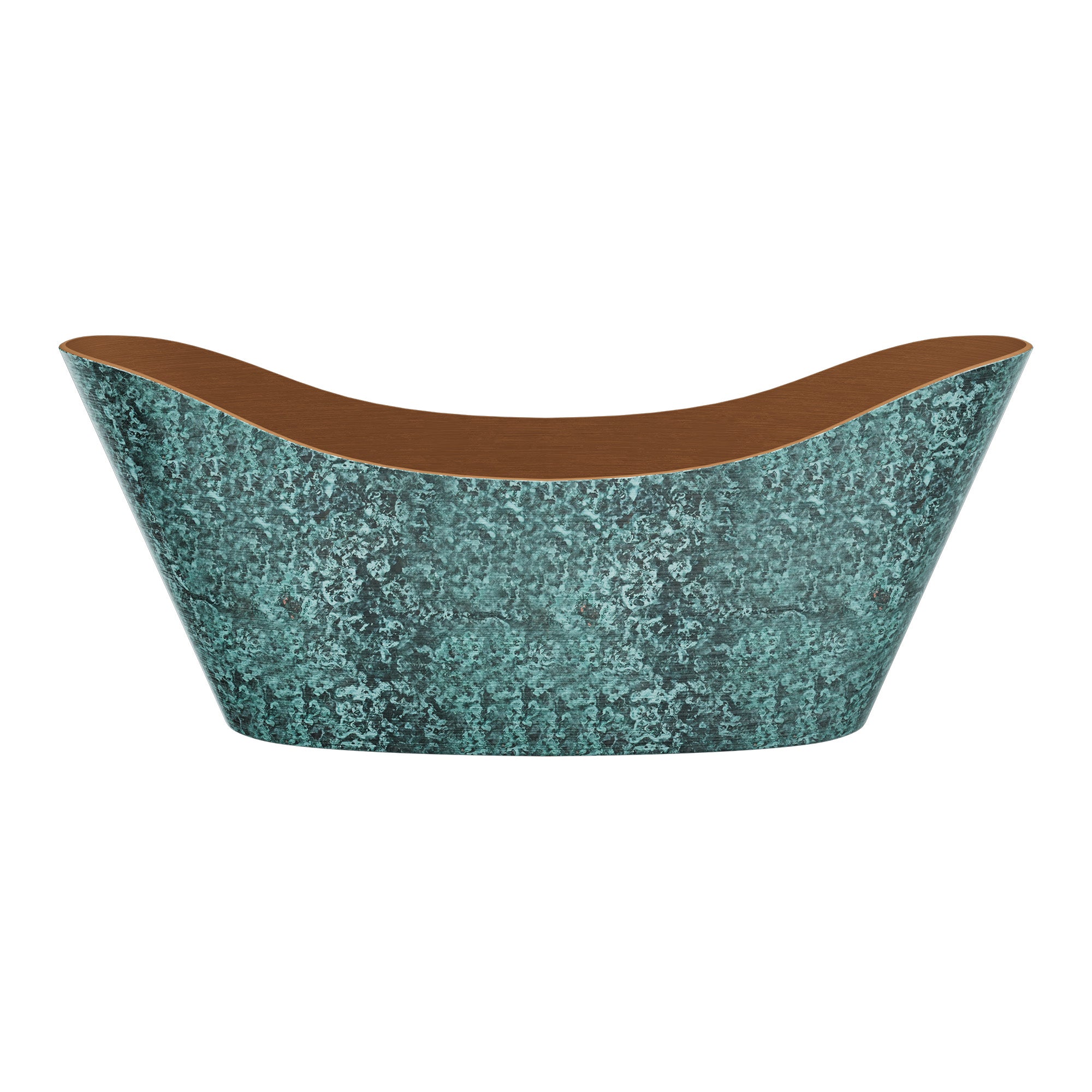 Elite Double-Slipper Pedestal Rustic Green Copper Freestanding Bathtub ECP-30