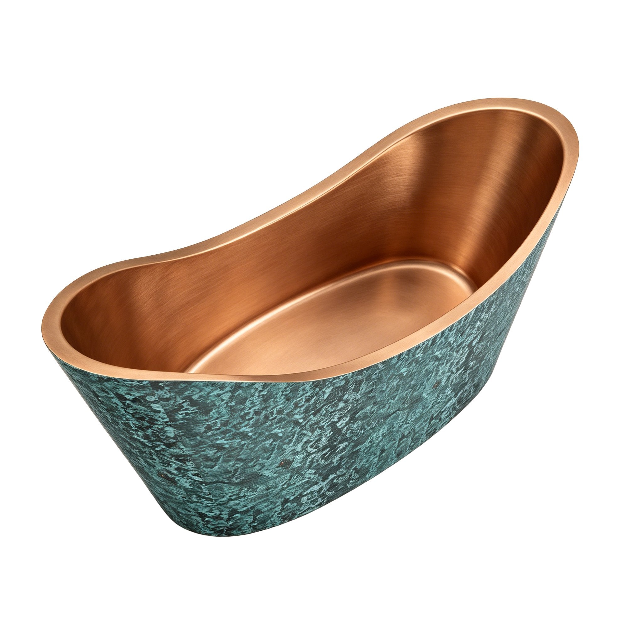 Elite Double-Slipper Pedestal Rustic Green Copper Freestanding Bathtub ET-CC-DS15