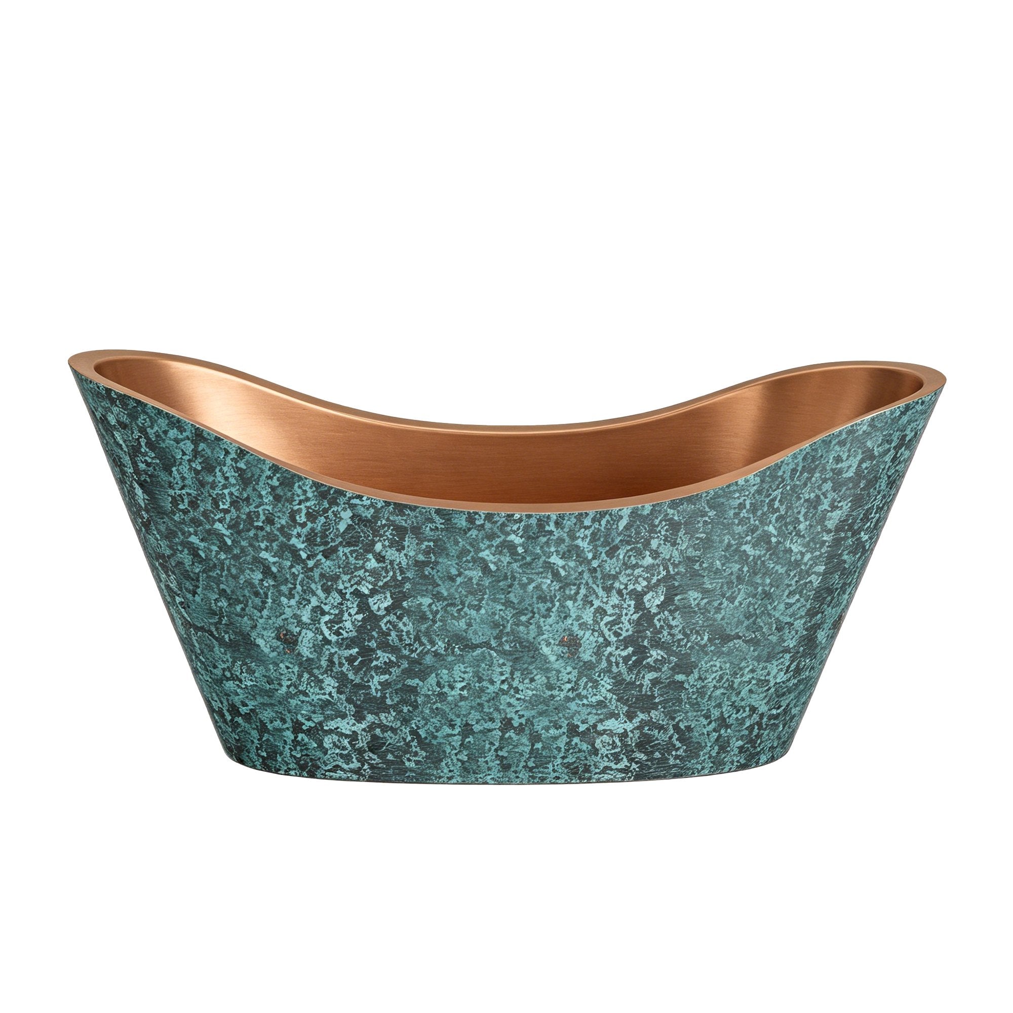 Elite Double-Slipper Pedestal Rustic Green Copper Freestanding Bathtub ET-CC-DS15