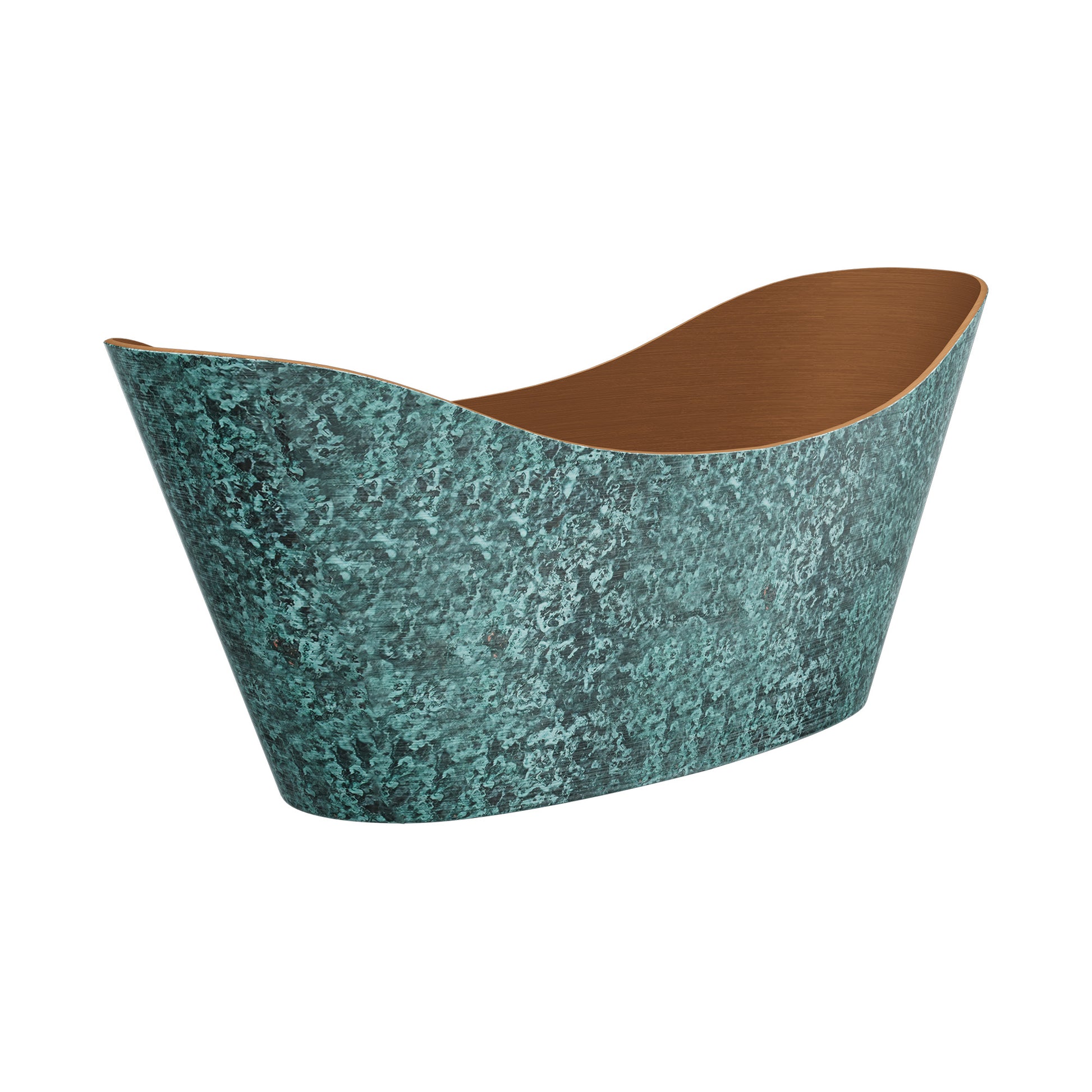 Elite Double-Slipper Pedestal Rustic Green Copper Freestanding Bathtub ECP-30