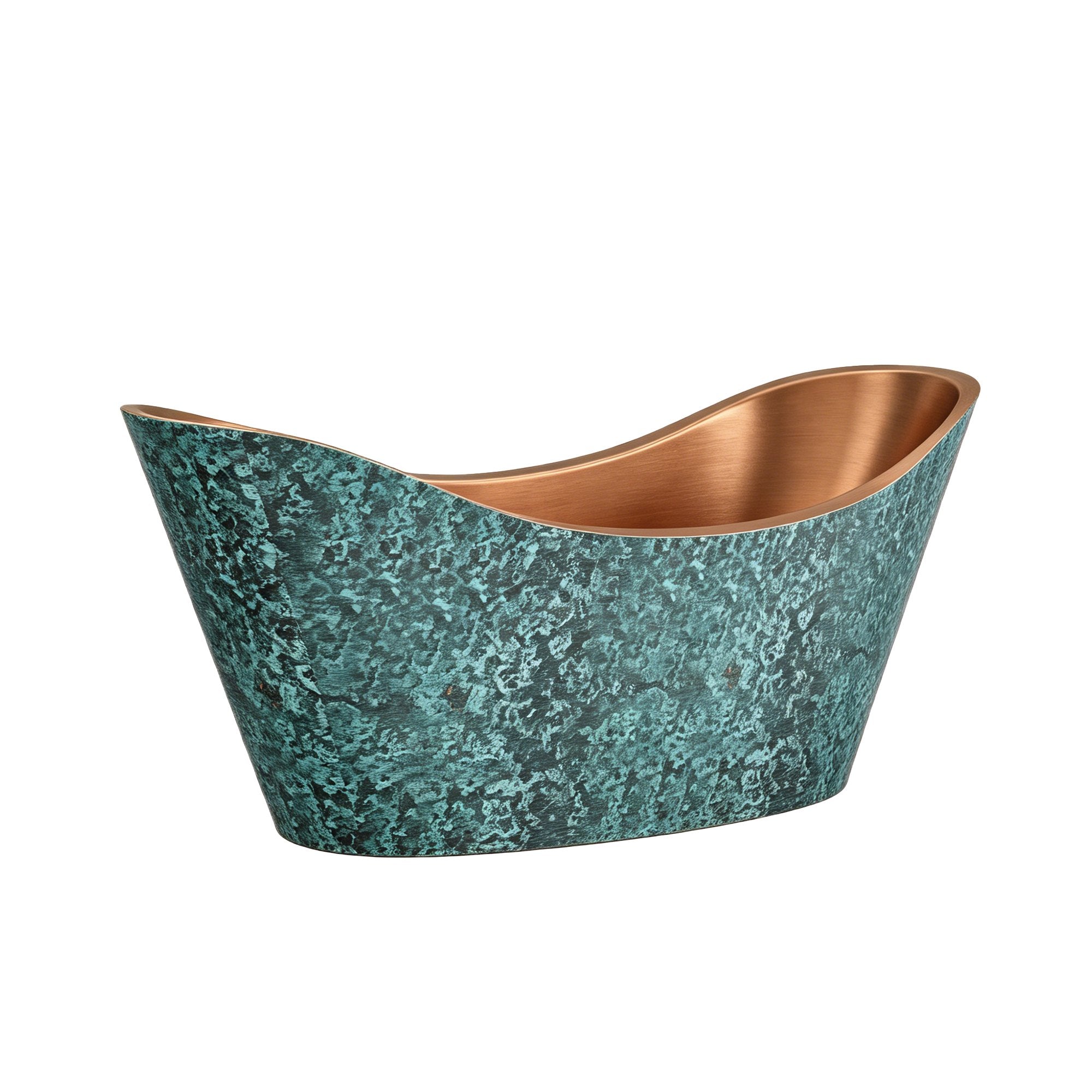 Elite Double-Slipper Pedestal Rustic Green Copper Freestanding Bathtub ET-C-DS15