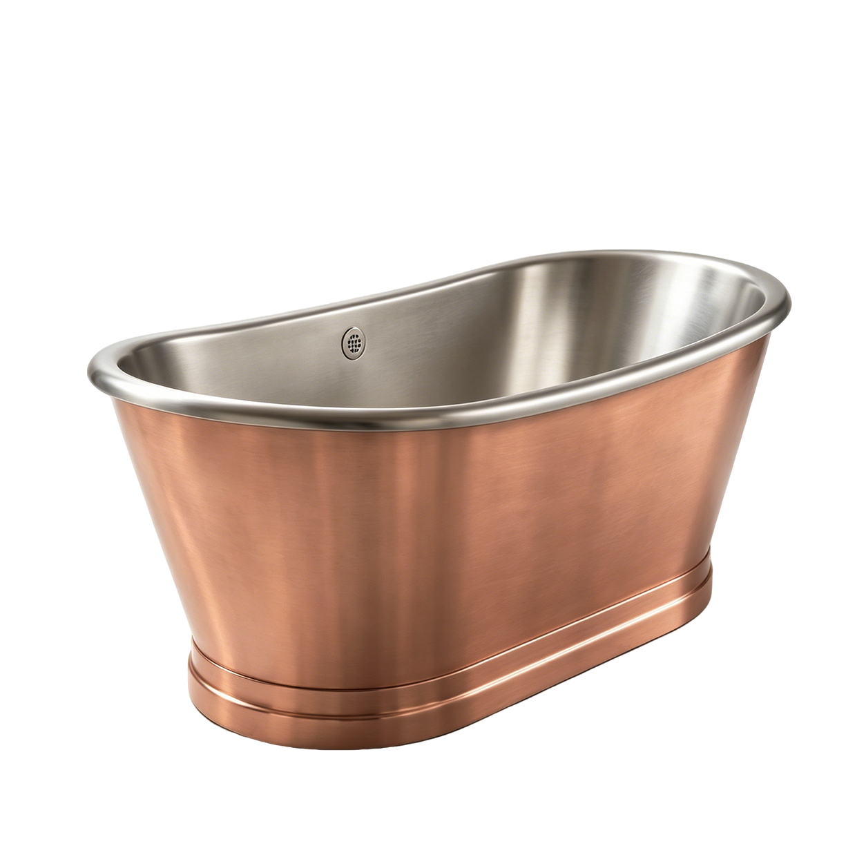 Elite Double‑Ended Copper Natural Freestanding Bathtub with Stainless Steel Liner ET-C-DE09