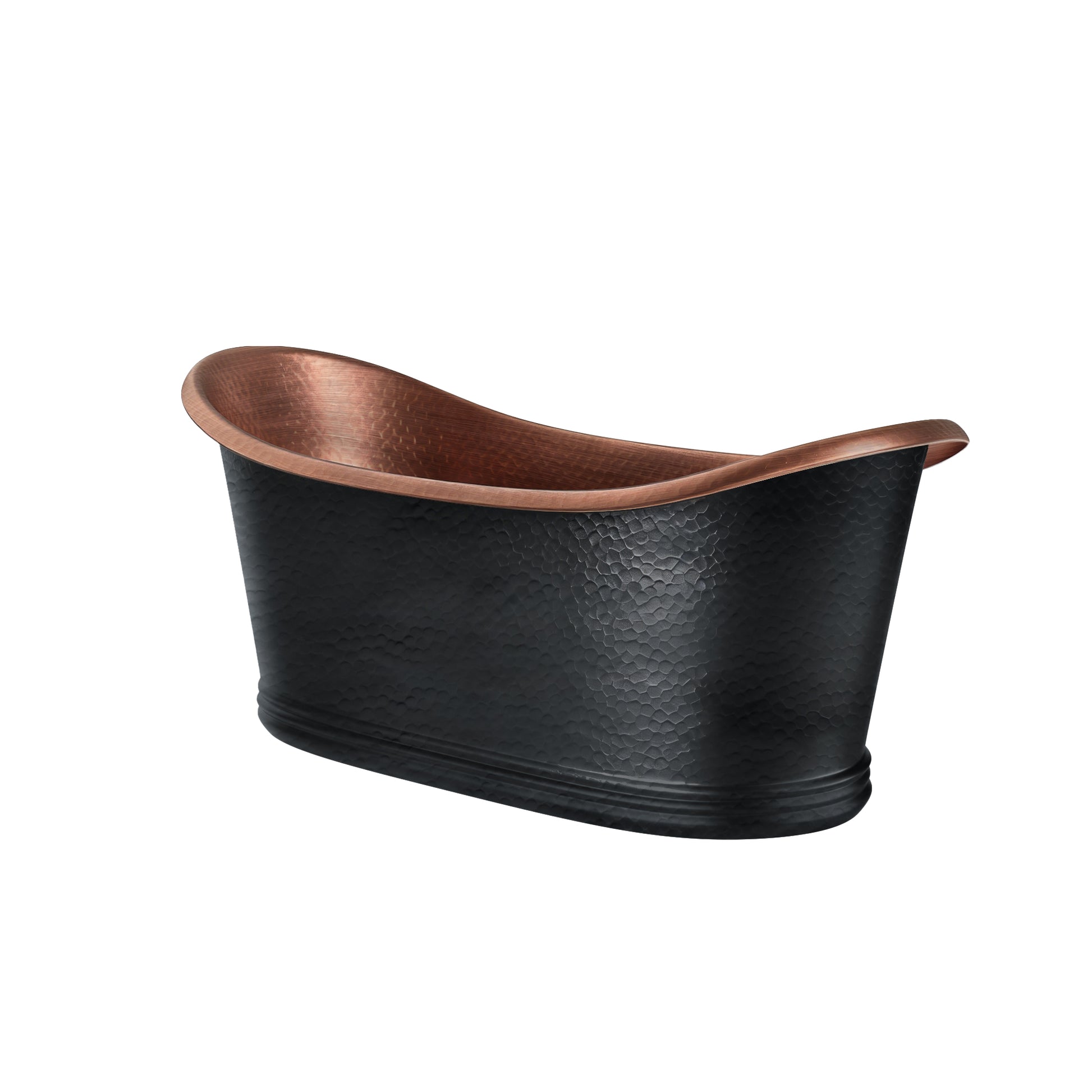 Handcrafted Dark Patina Copper Freestanding Double-Slipper Tub