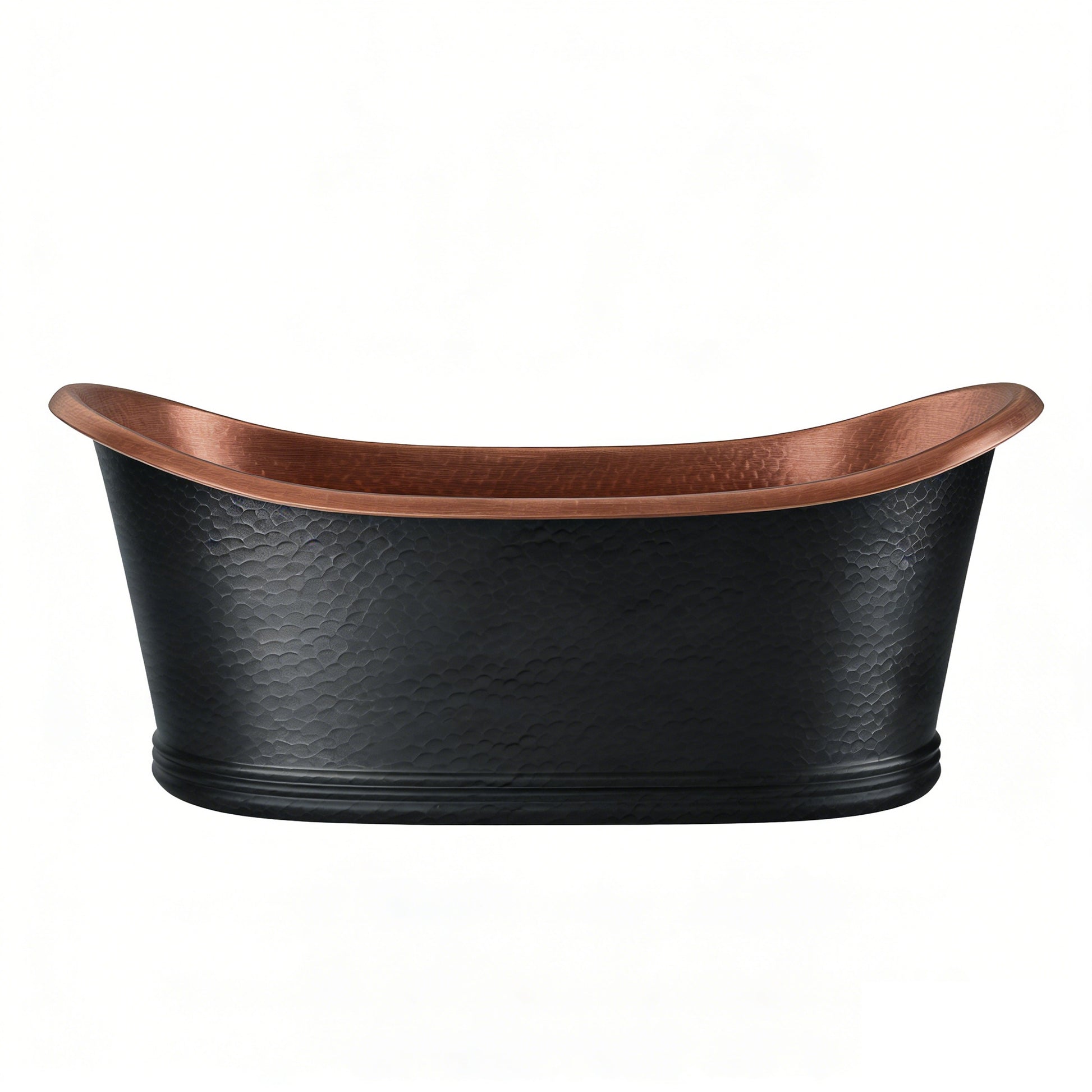 Luxury Freestanding Copper Tub with Hand-Hammered Dark Patina Finish