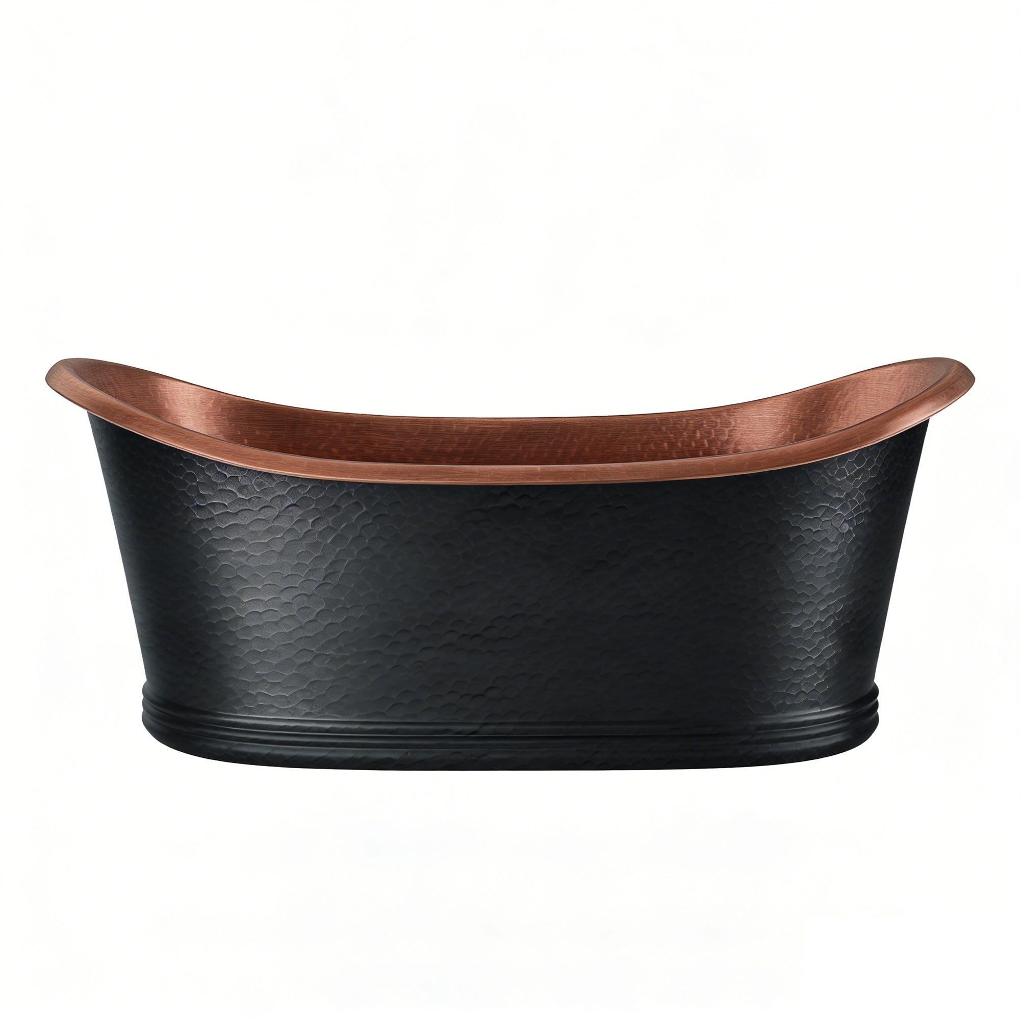Luxury Freestanding Copper Tub with Hand-Hammered Dark Patina Finish