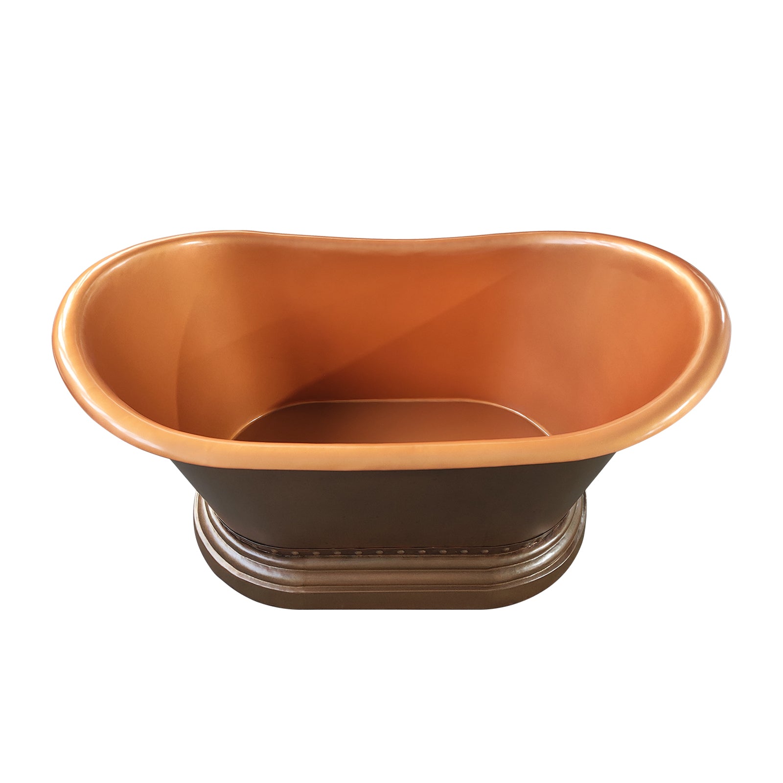 Bathroom with a Double-slipper Natural Patina Copper Freestanding Bathtub