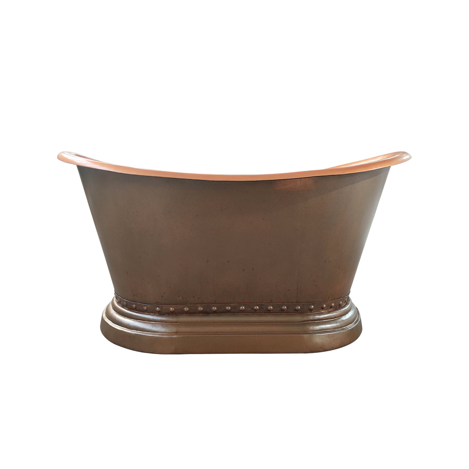 Bathroom with a Double-slipper Natural Patina Copper Freestanding Bathtub