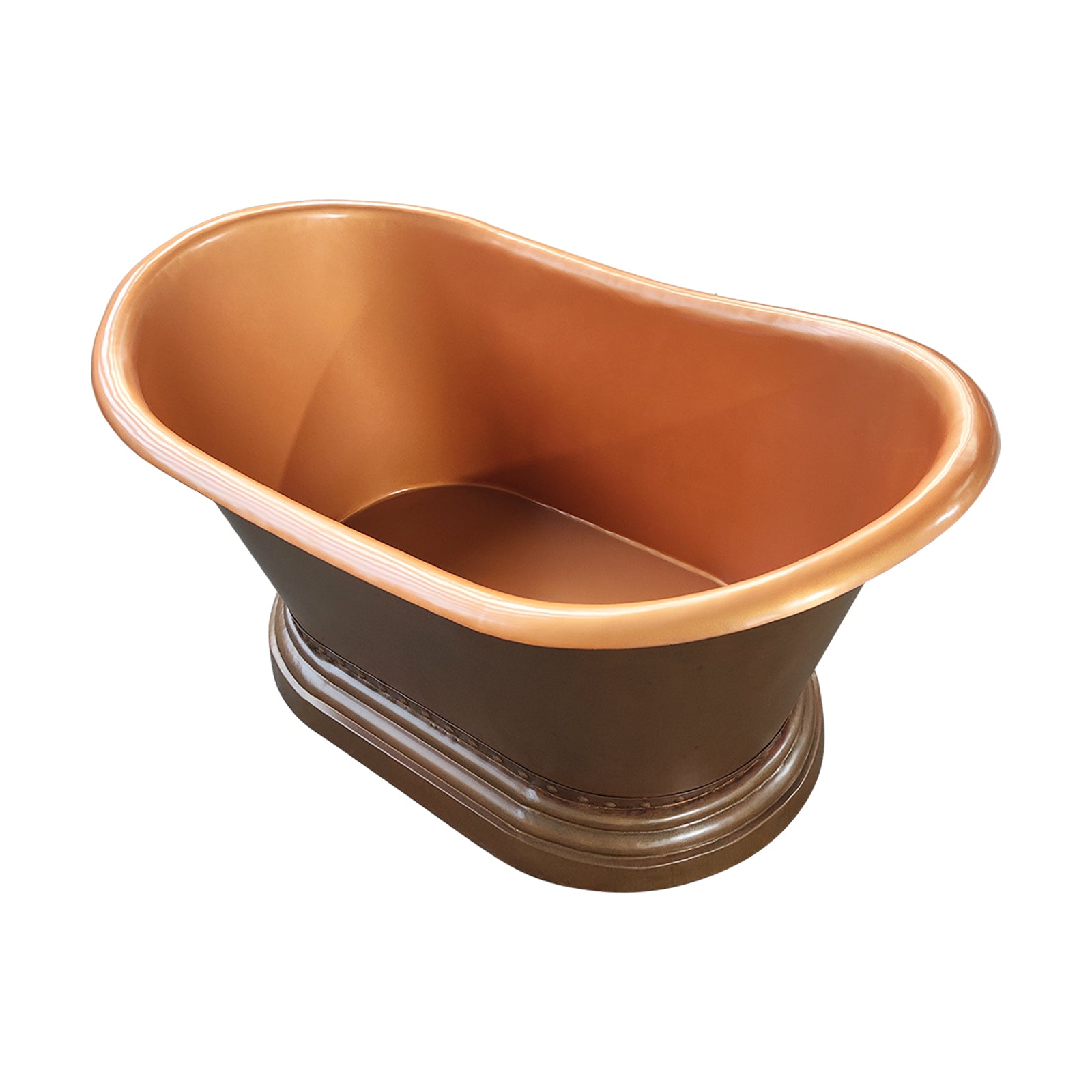 Bathroom with a Double-slipper Natural Patina Copper Freestanding Bathtub