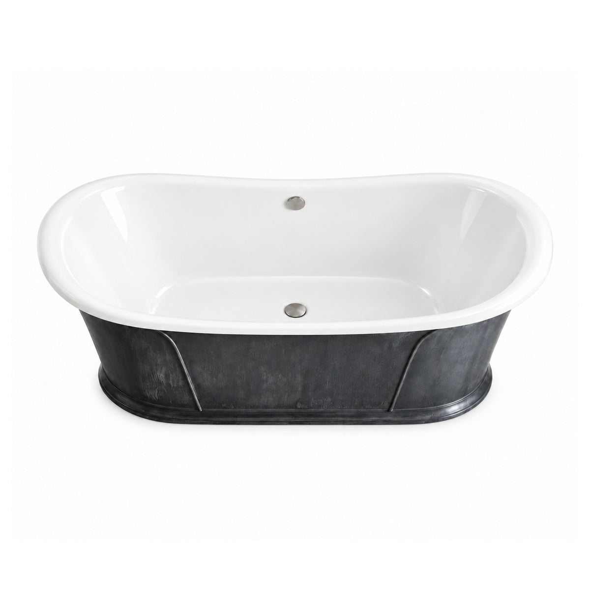 Elite Freestanding Double-slipper with Stainless Steel Bathtub Skirts Cast Iron Tub ET-IS-DS11