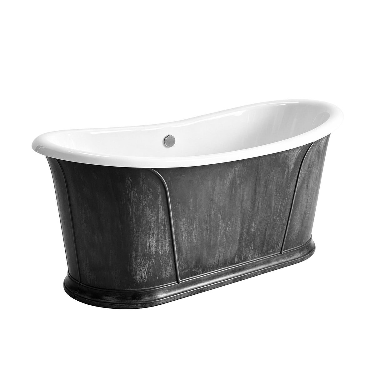 Elite Freestanding Double-slipper with Stainless Steel Bathtub Skirts Cast Iron Tub ET-IS-DS11
