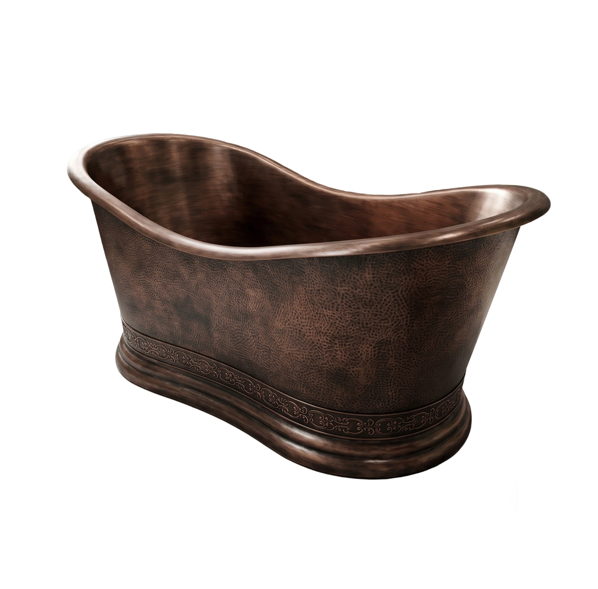 Elite Hammered Double-Slipper Copper Freestanding Pedestal Bathtub ET-C-DS26