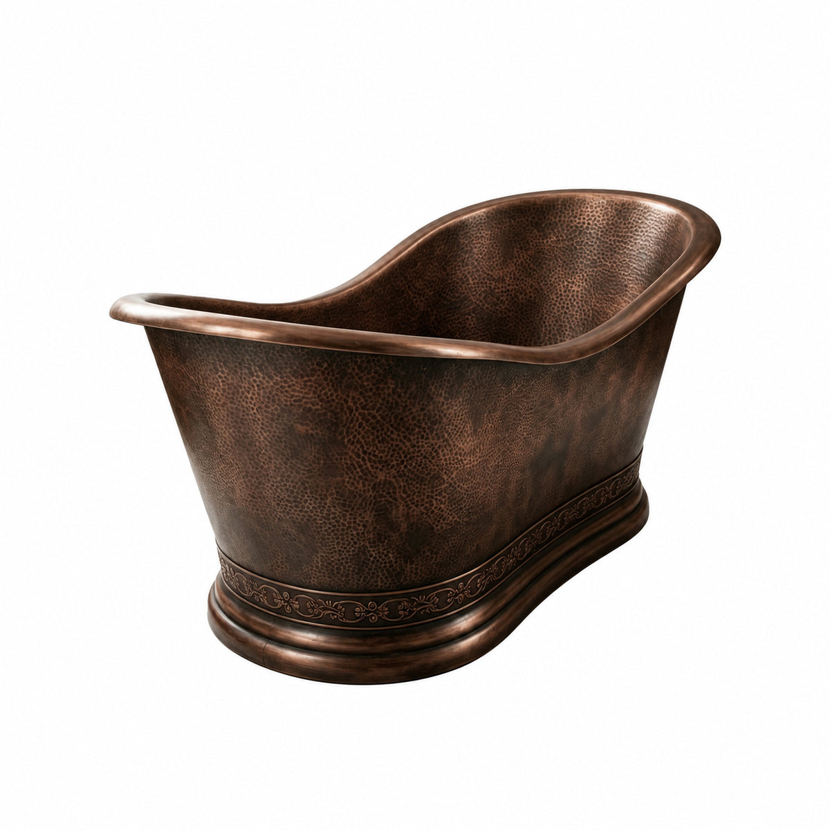 Elite Hammered Double-Slipper Copper Freestanding Bathtub C-DS26 for Pamela