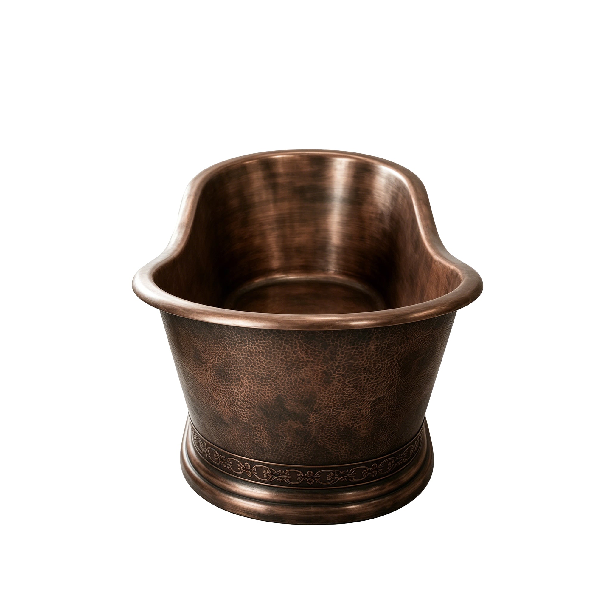 Elite Hammered Double-Slipper Copper Freestanding Pedestal Bathtub ET-C-DS26