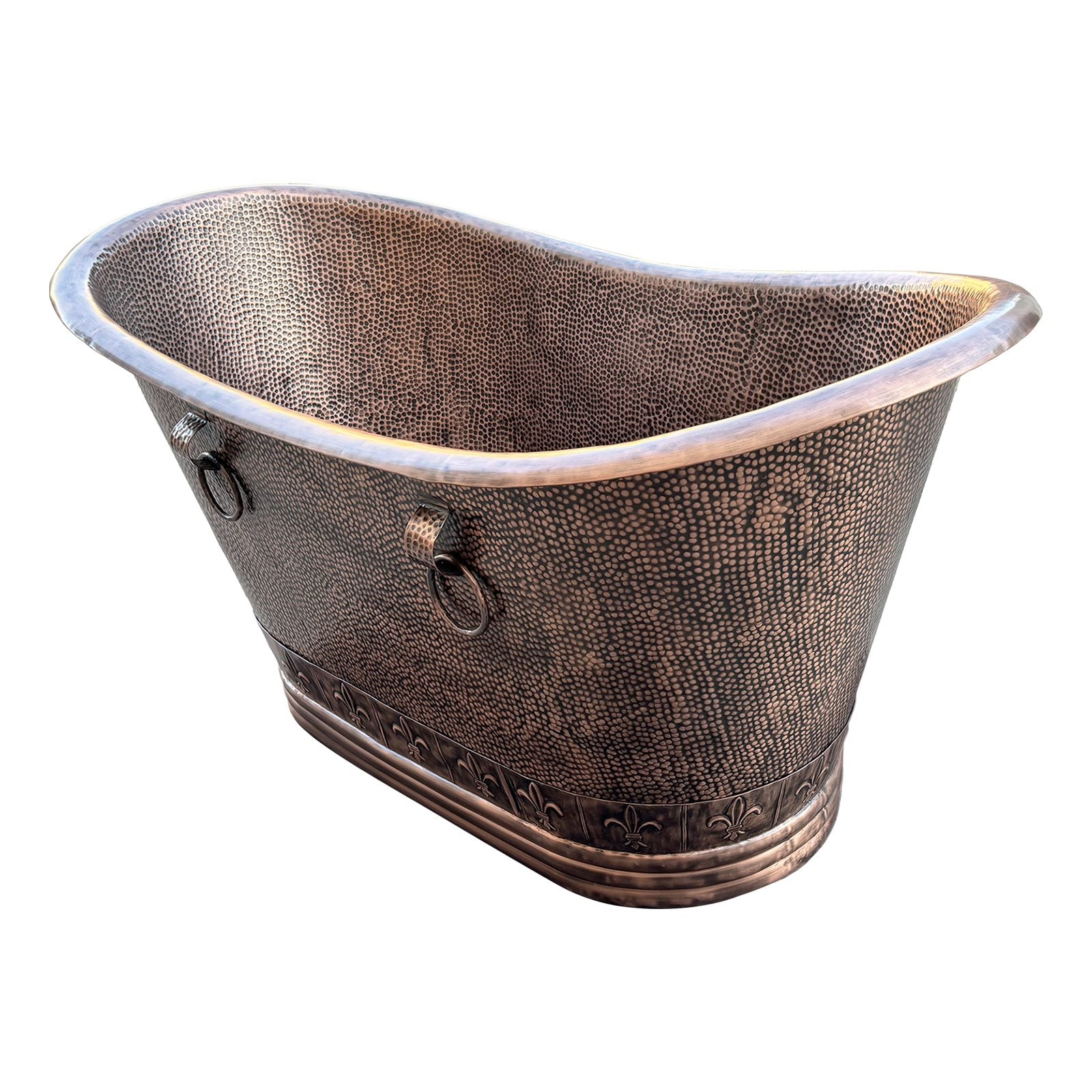 Double Slipper Freestanding Copper Tub with Hammered Finish
