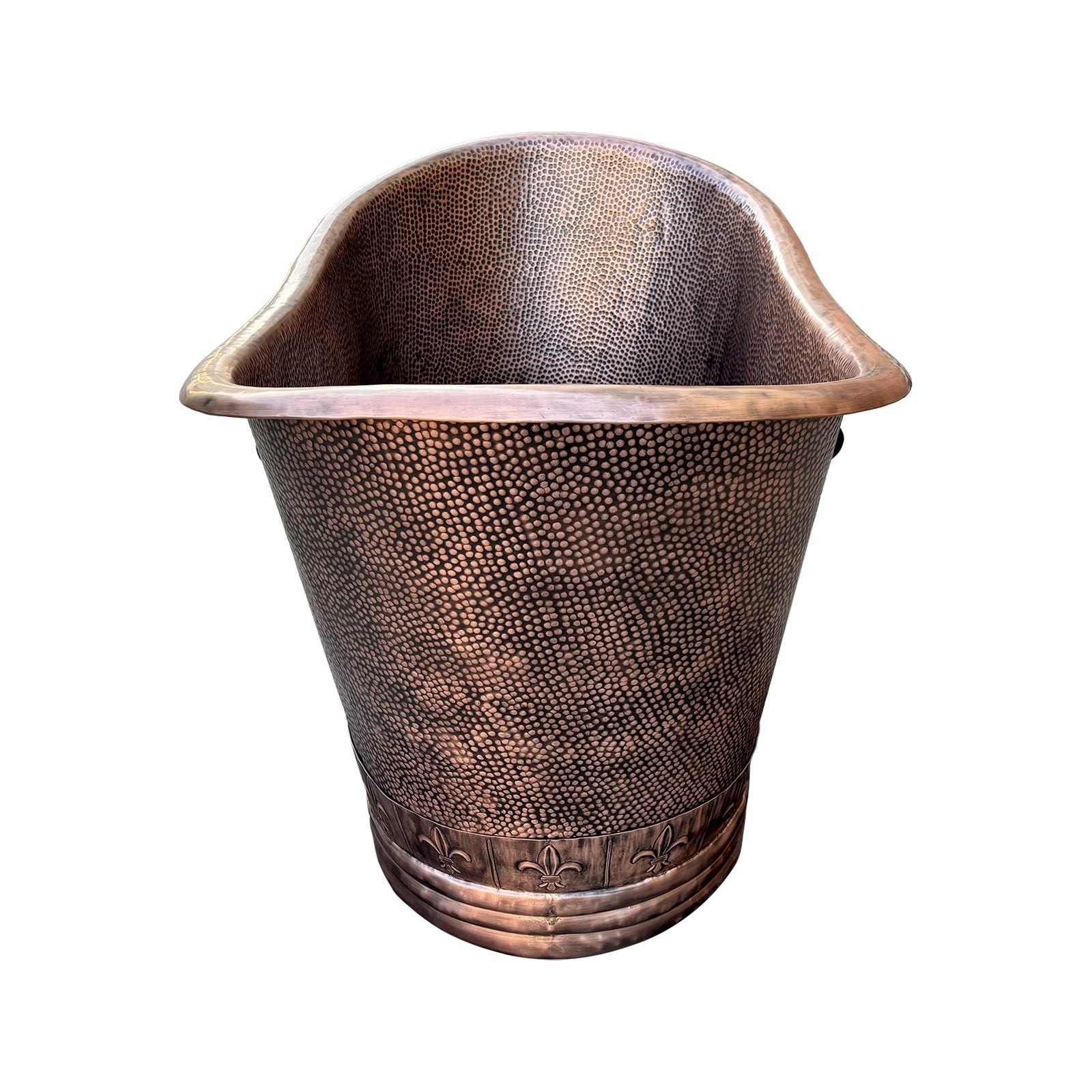 Hand Hammered Copper Freestanding Tub with Vintage Rivet Design