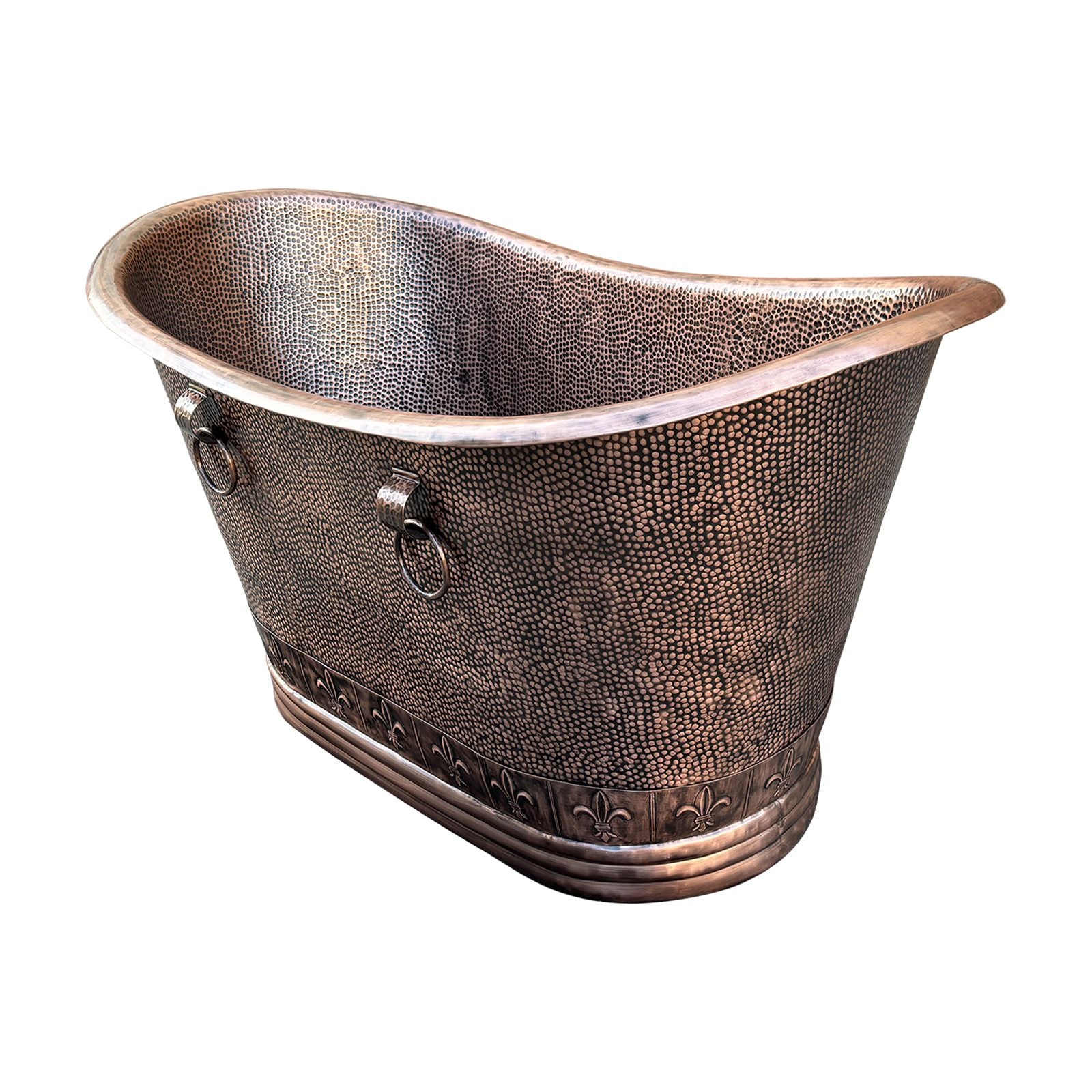 Weathered Style Double Slipper Copper Pedestal Bath