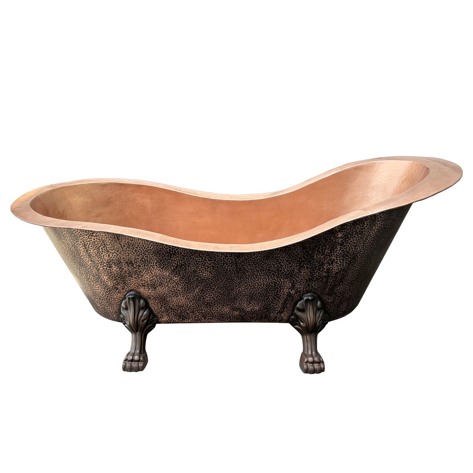 Double-Slipper Hammered Copper Tub