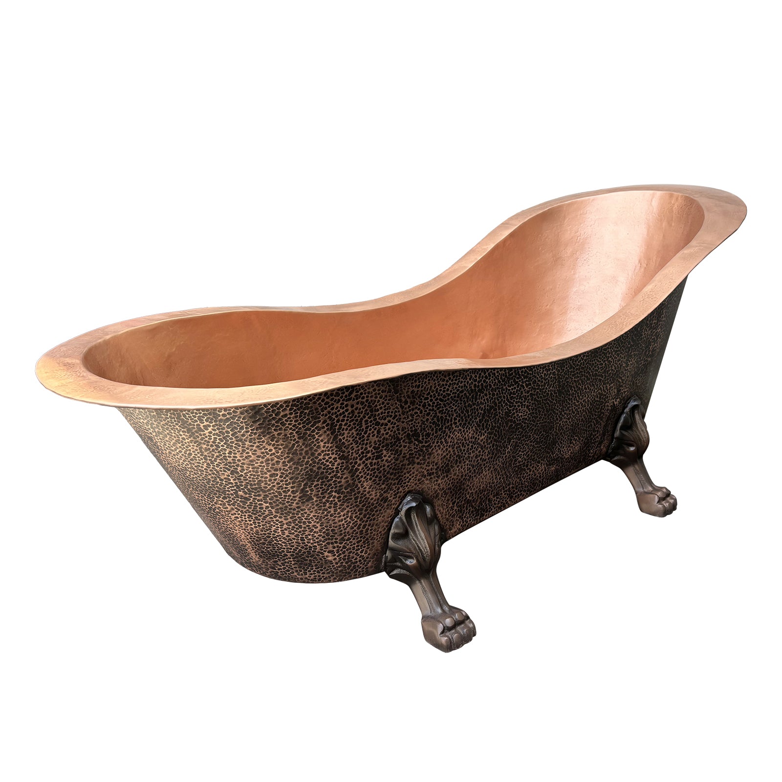Double-Slipper Hammered Copper Tub