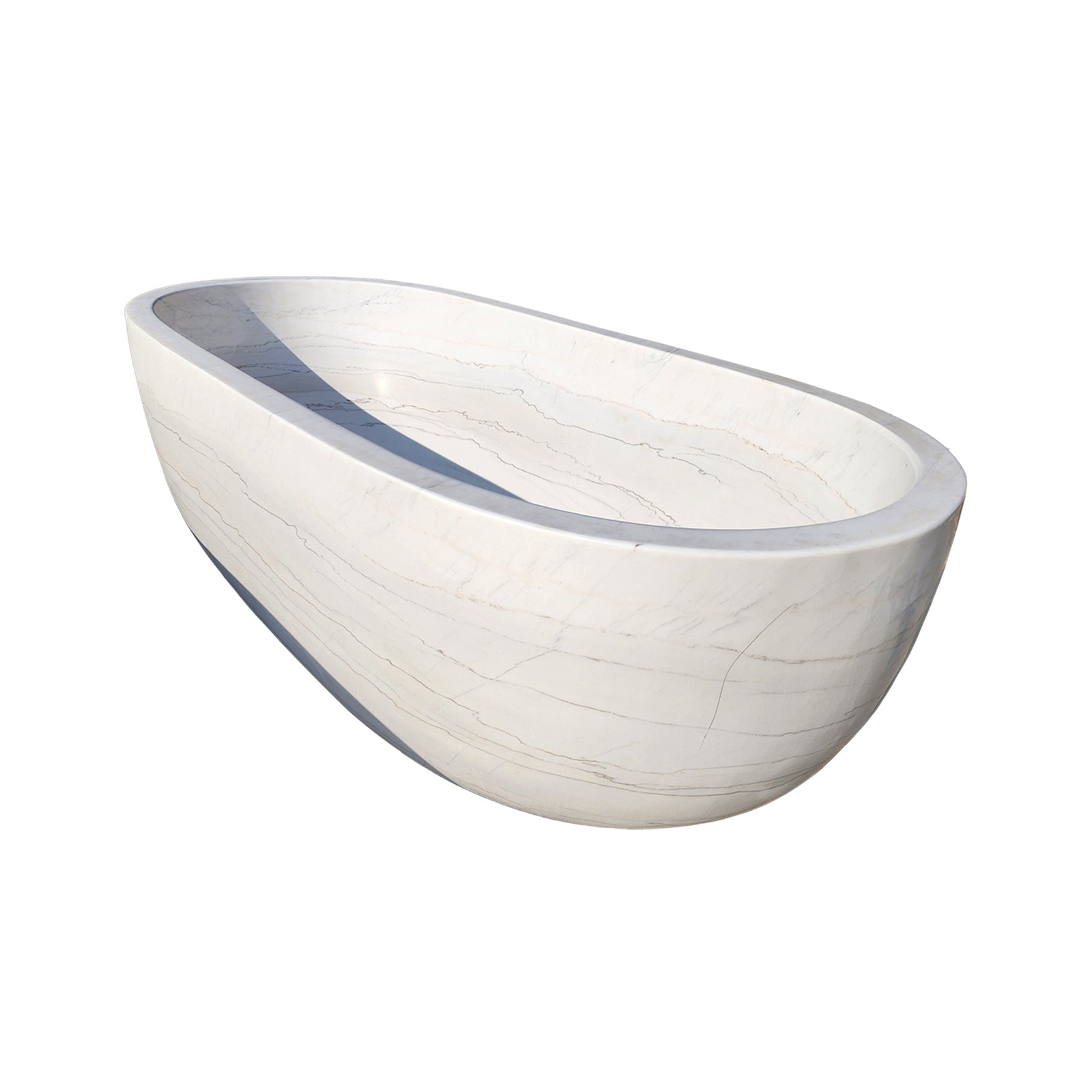 Luxury Natural White Marble Bathtub Soaking Tub for Modern Bathroom
