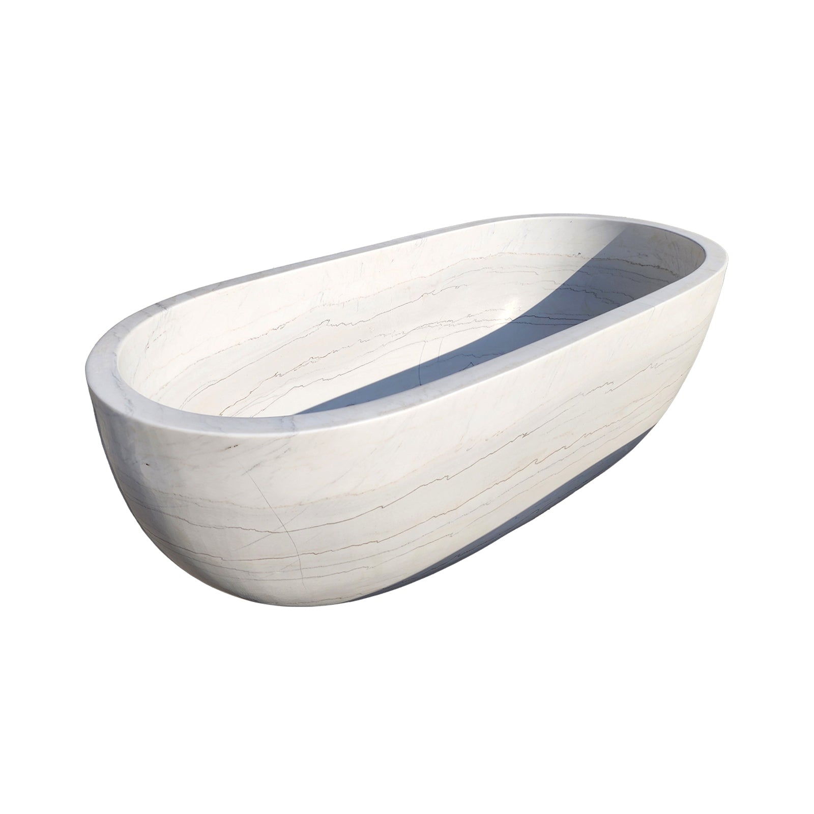 Luxury Natural White Marble Bathtub Soaking Tub for Modern Bathroom
