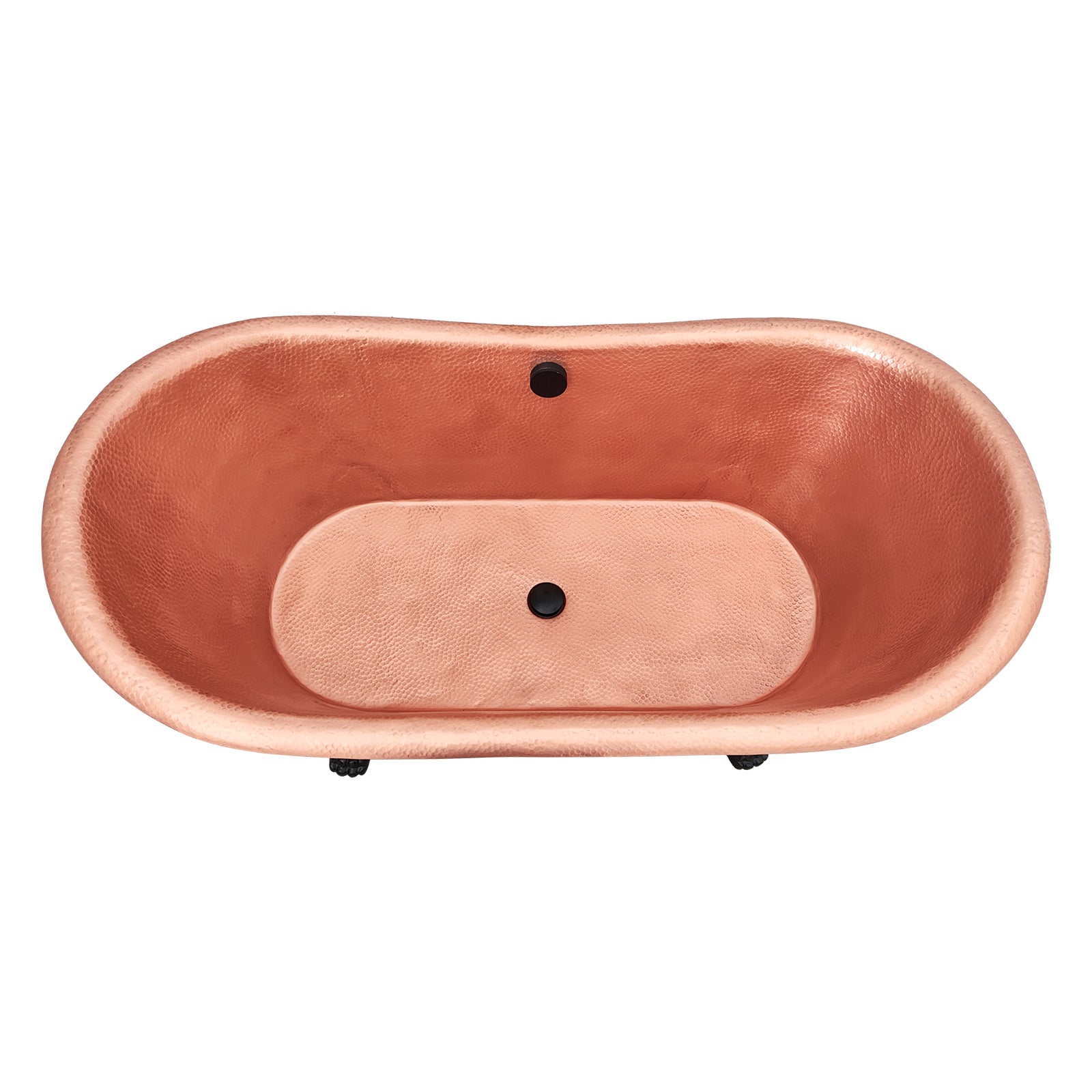 Elite Hand Hammered Natural Copper Double-Slipper Freestanding Bathtub with Clawfoot ET-C-F09