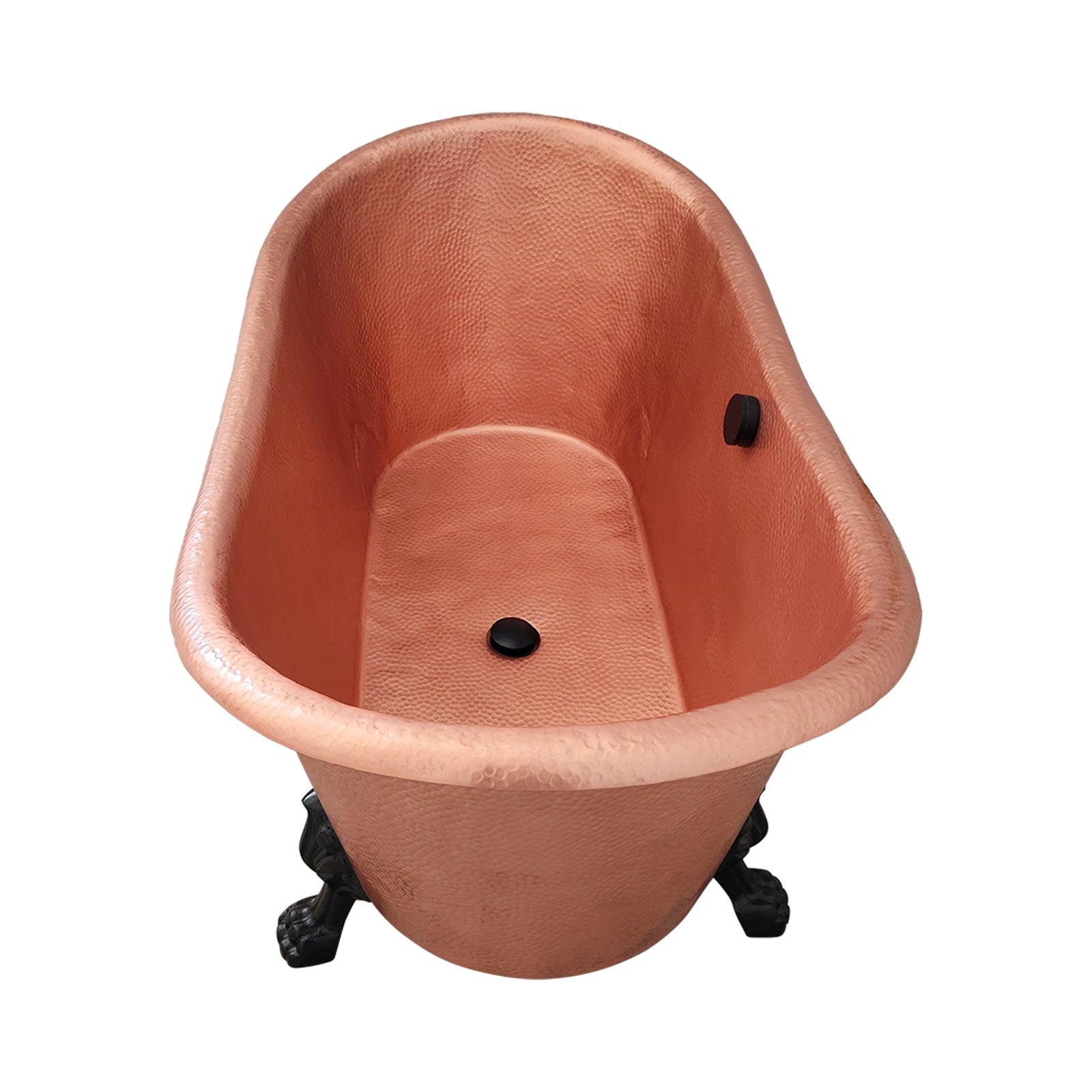 Elite Hand Hammered Natural Copper Double-Slipper Freestanding Bathtub with Clawfoot ET-C-F09