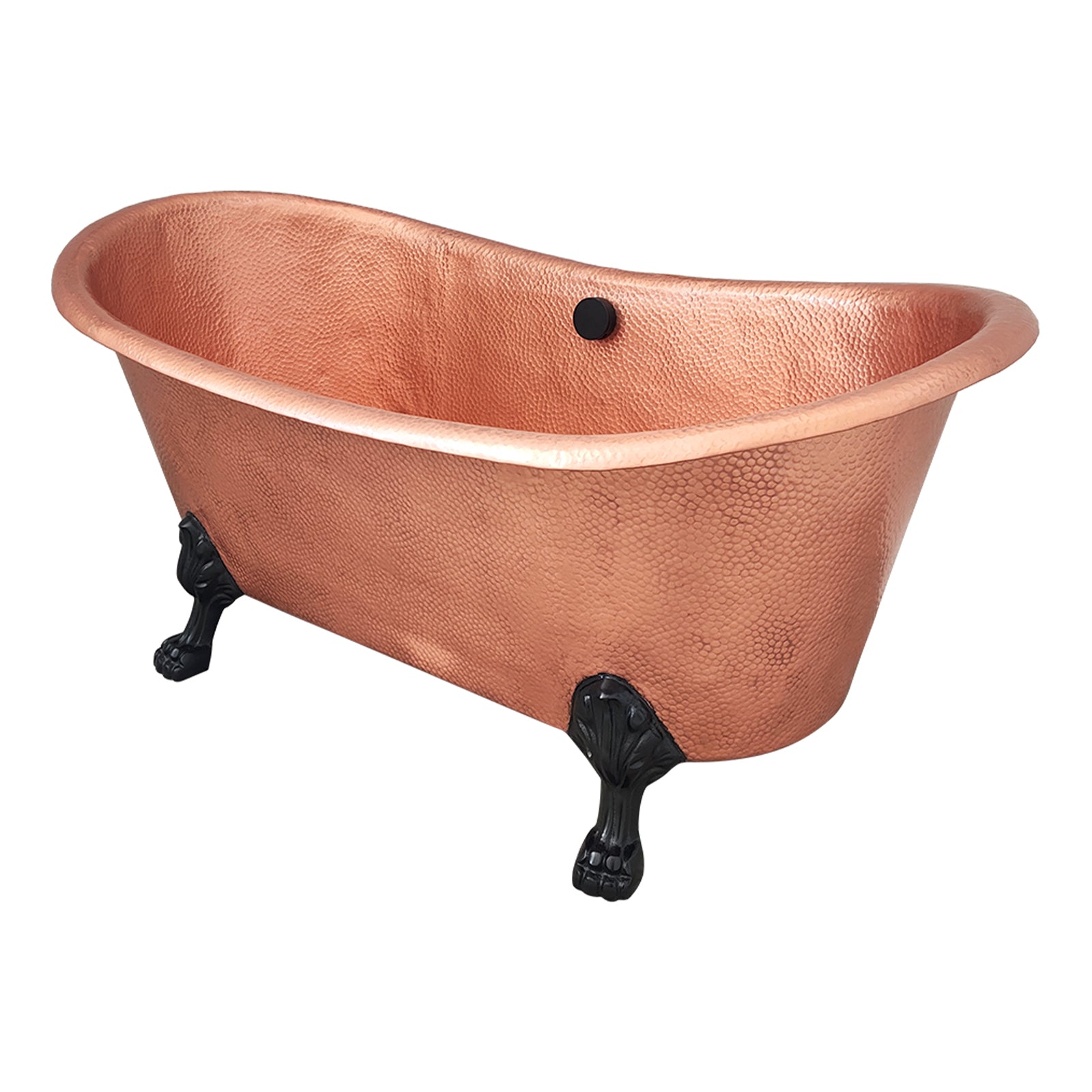 Elite Hand Hammered Natural Copper Double-Slipper Freestanding Bathtub with Clawfoot ET-C-F09