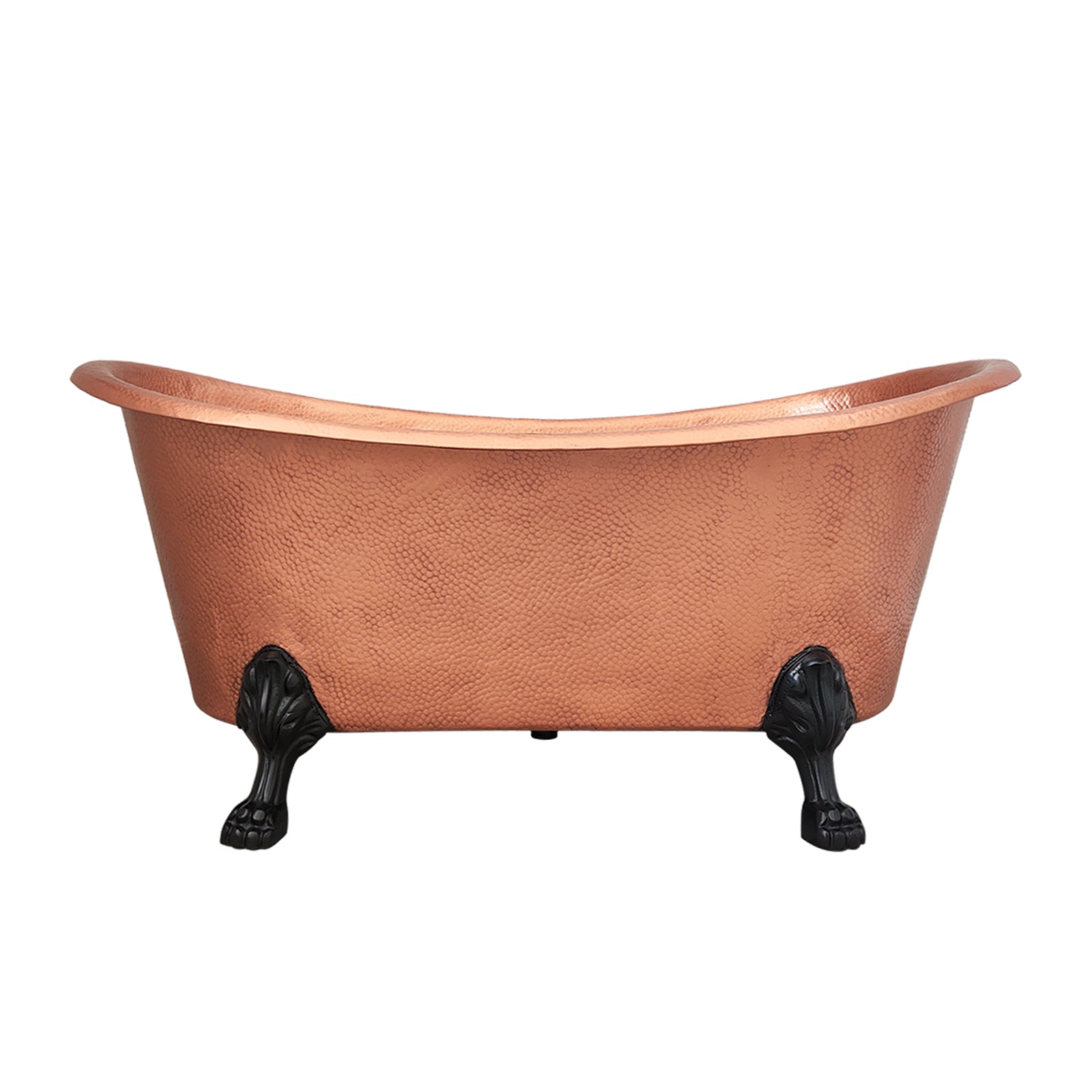 Elite Hand Hammered Natural Copper Double-Slipper Freestanding Bathtub with Clawfoot ET-C-F09