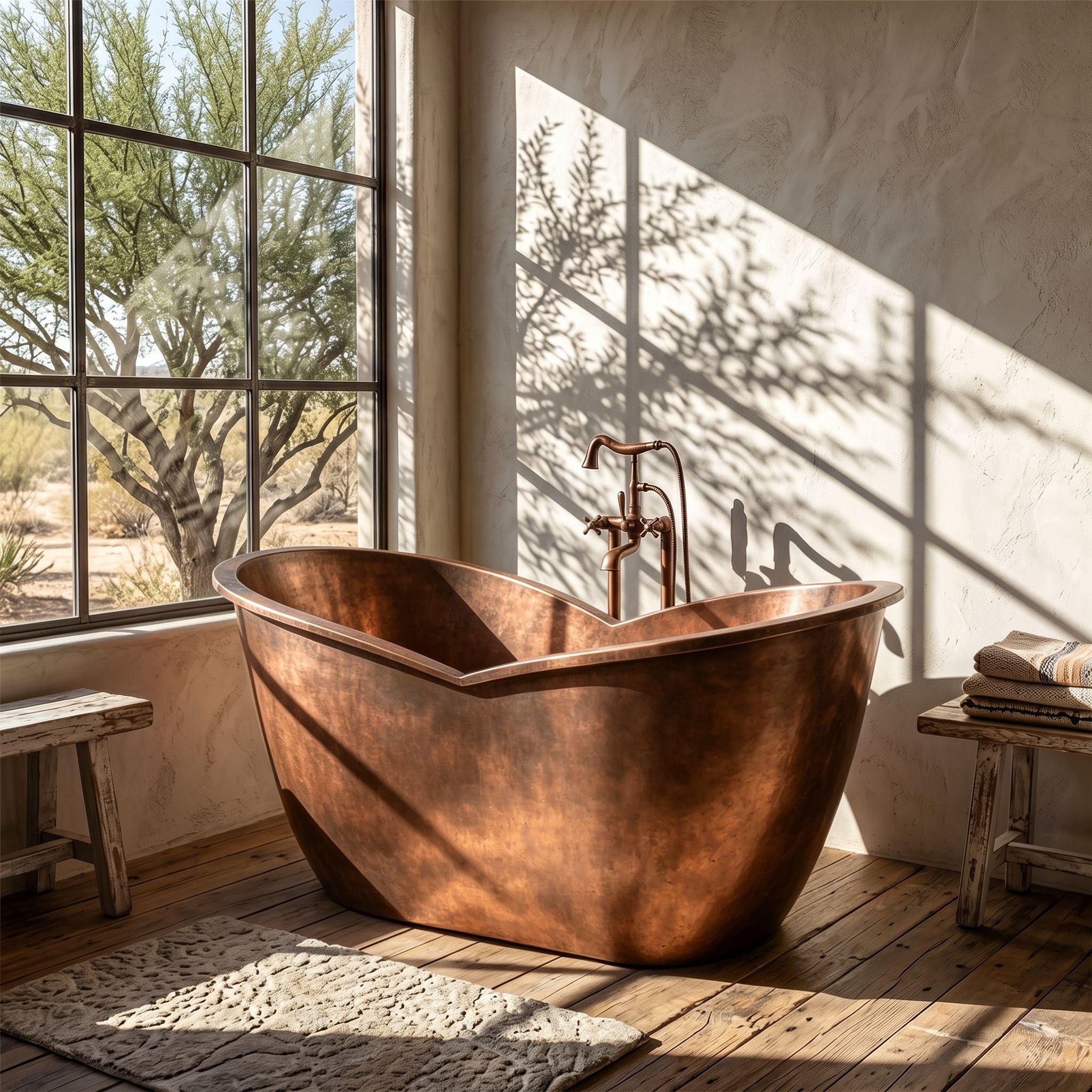 Handcrafted Double-ended Antique Copper Bathtub Freestanding Tub at EliteBathtub