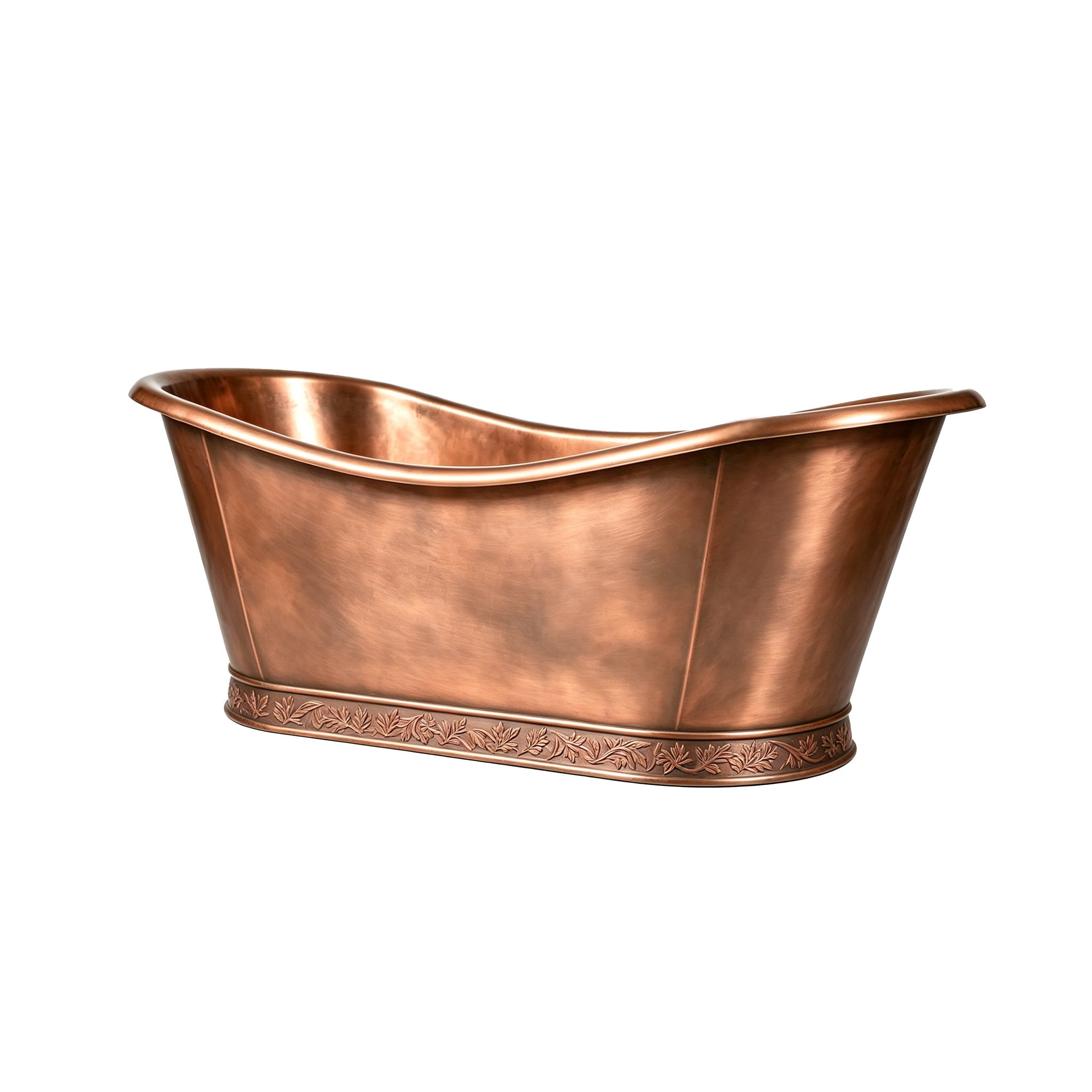 Luxury Freestanding Copper Bathtub with Handcrafted Straps