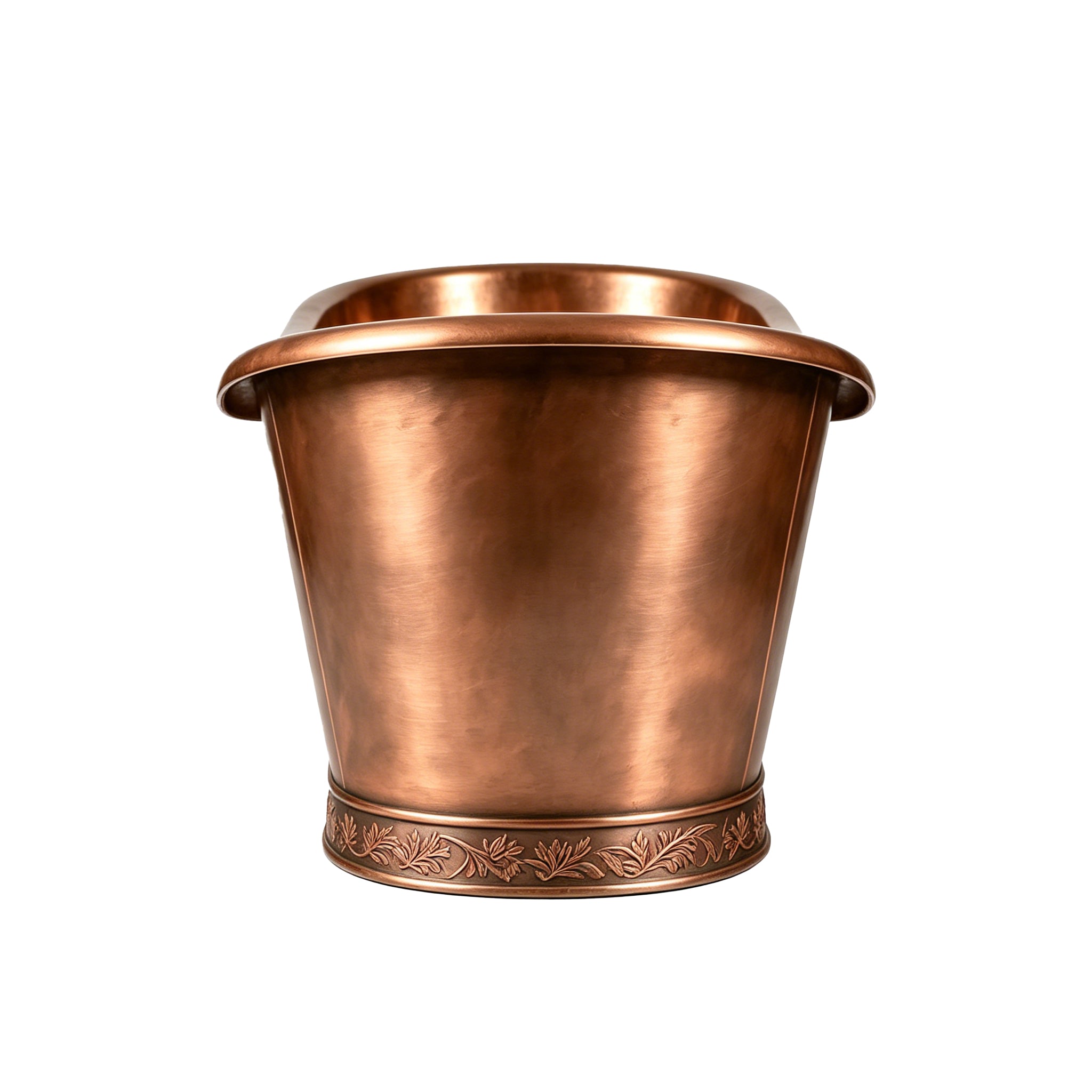 Handmade Copper Pedestal Tub with Elegant Strap Design