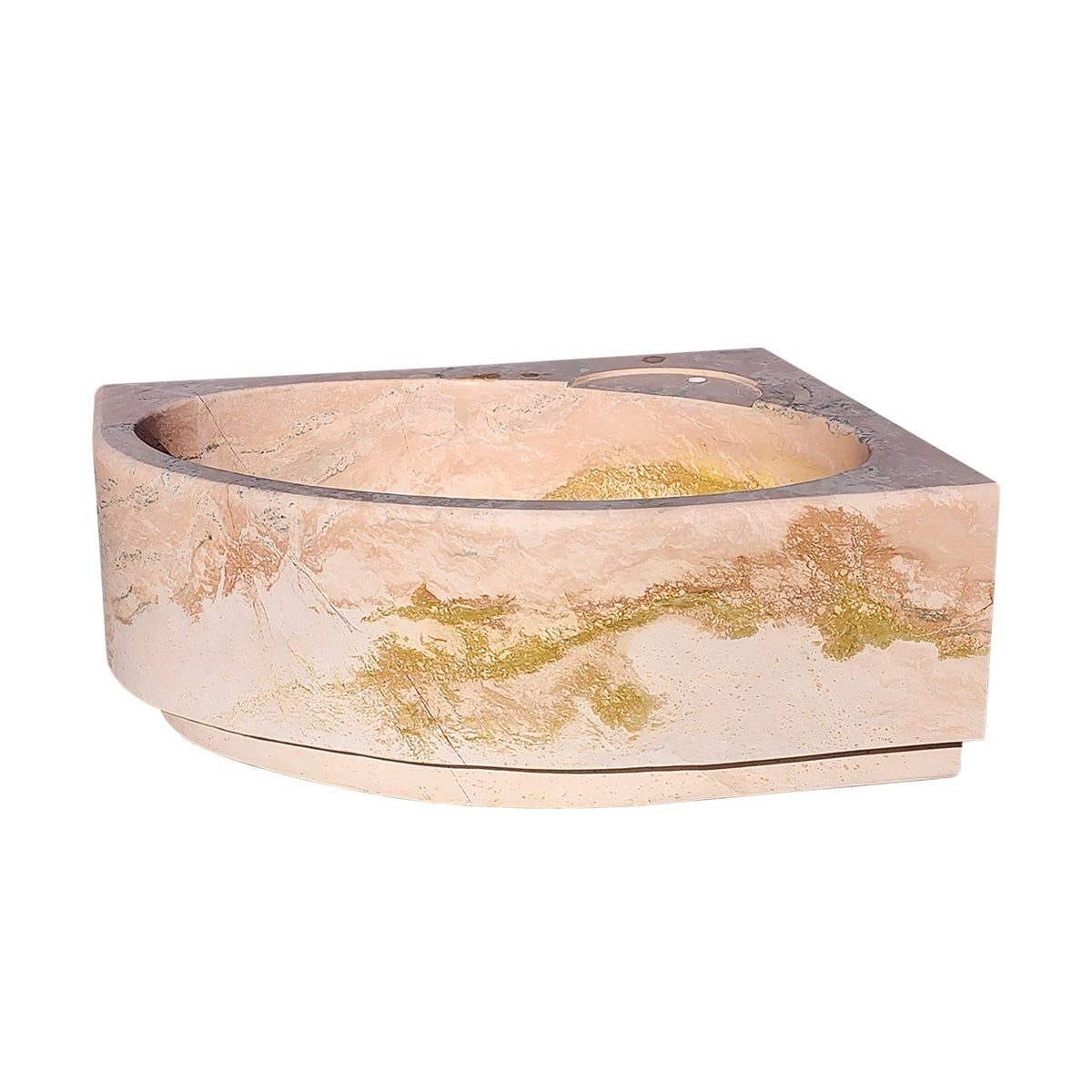 Elite Handcrafted Pink Natural Stone Freestanding Bathtub with Gold Veining ET-M-Y03