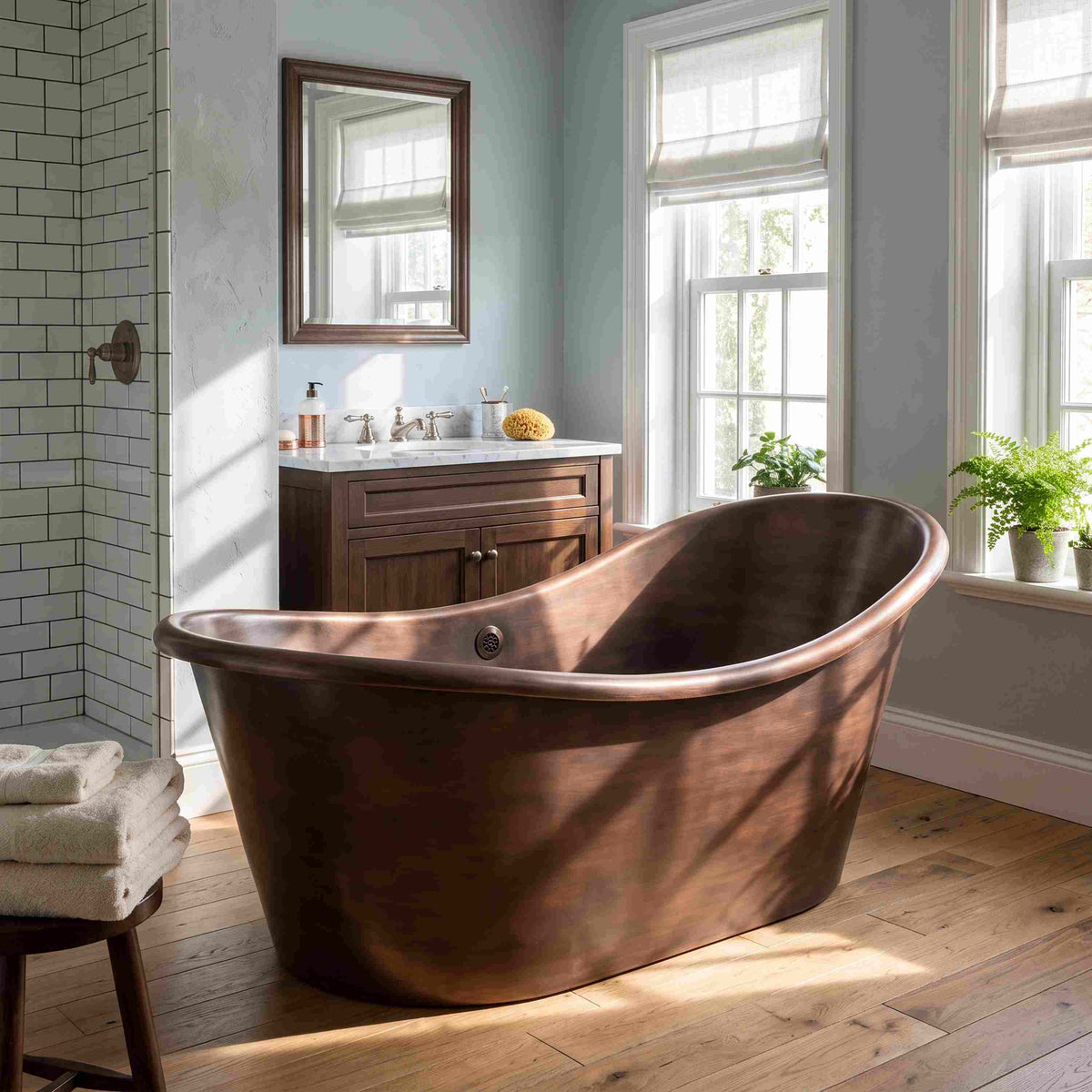 Elite Handcrafted Single-Slipper Antique Copper Freestanding Bathtub ET-C-SS07
