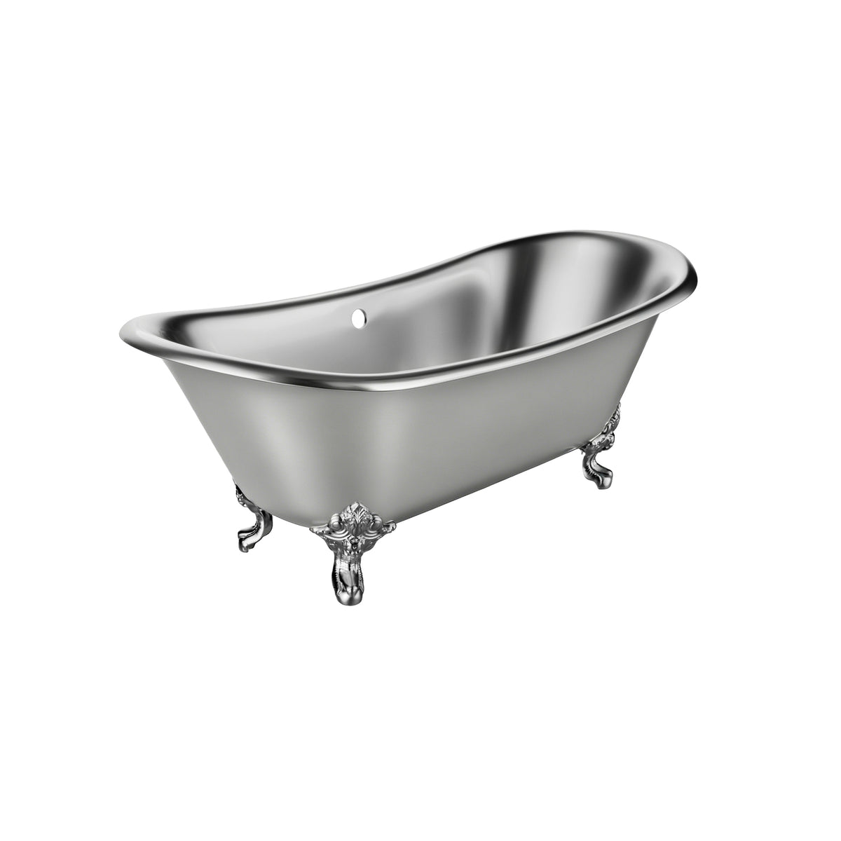Elite Handcrafted Stainless Steel Double-Slipper Clawfoot Bathtub ET-S-F04