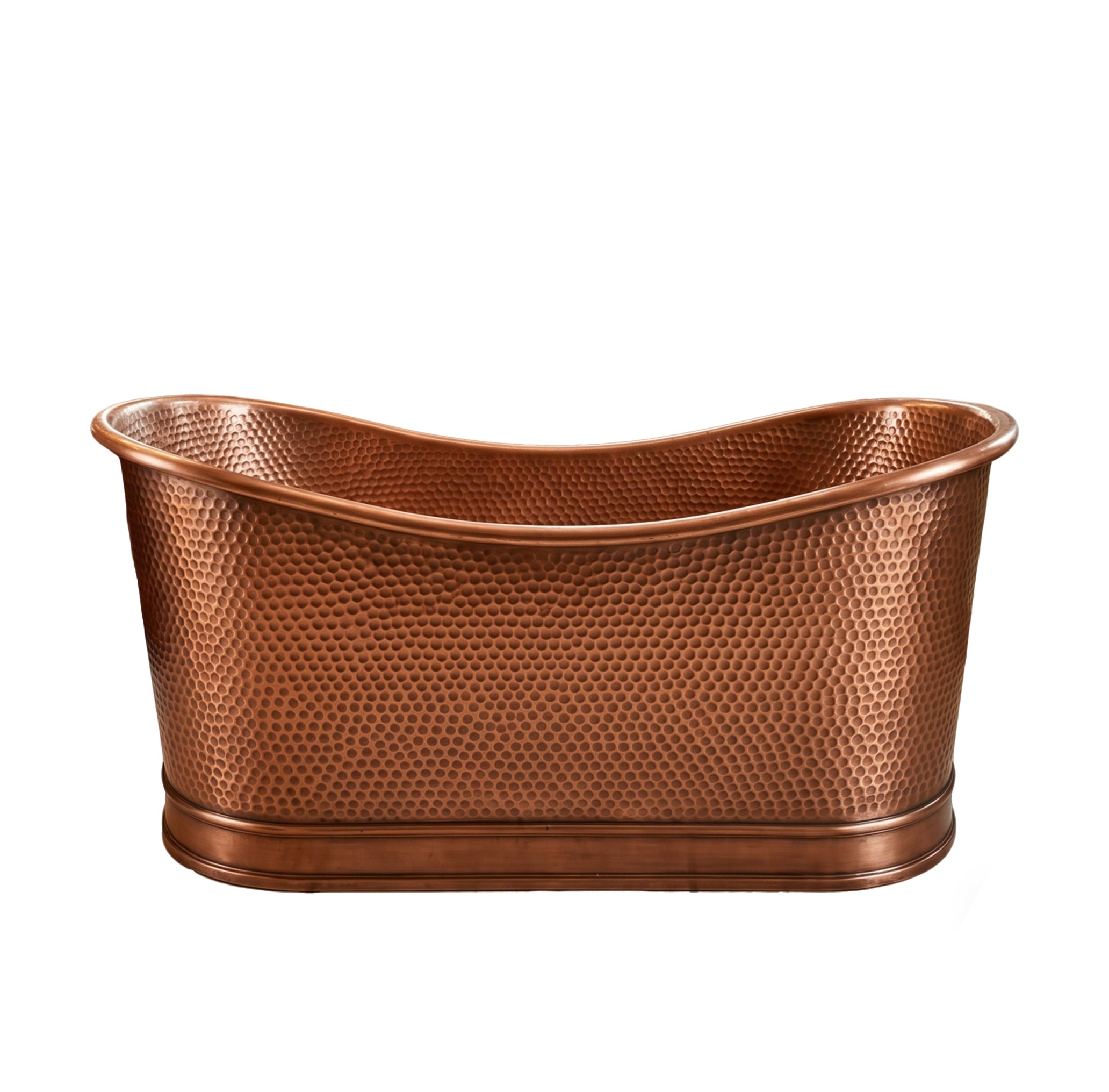 Handmade Double-Slipper Hammered Natural Copper Bathtub at EliteBathtub