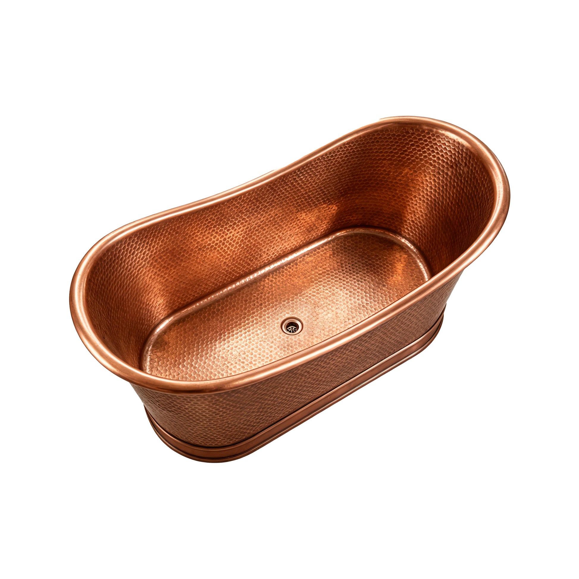 Handmade Double-Slipper Hammered Natural Copper Bathtub at EliteBathtub