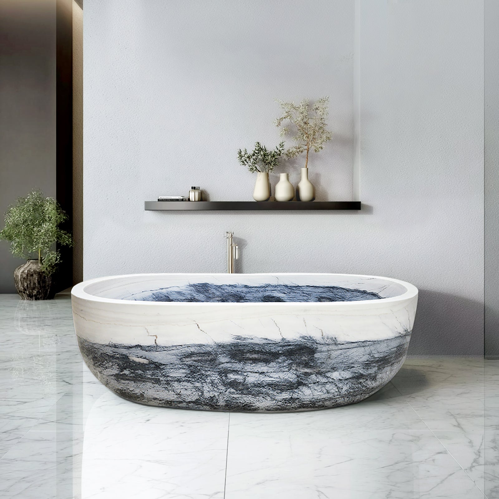 Elite Luxury Marble Carved Freestanding Bath Tub EM-O01