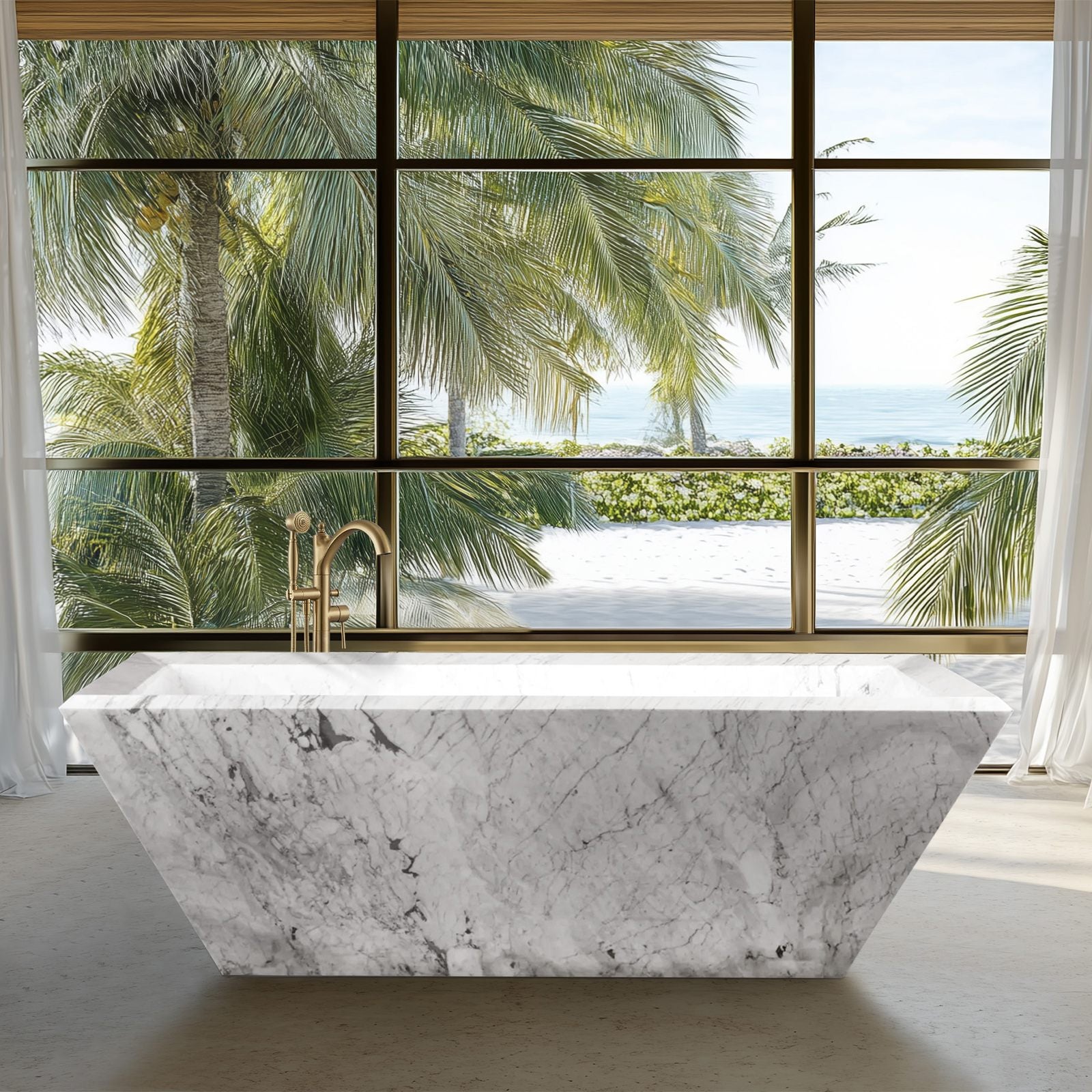 Elite Marble Bathtub Edge Carrara Stone Bath ET-M-L02