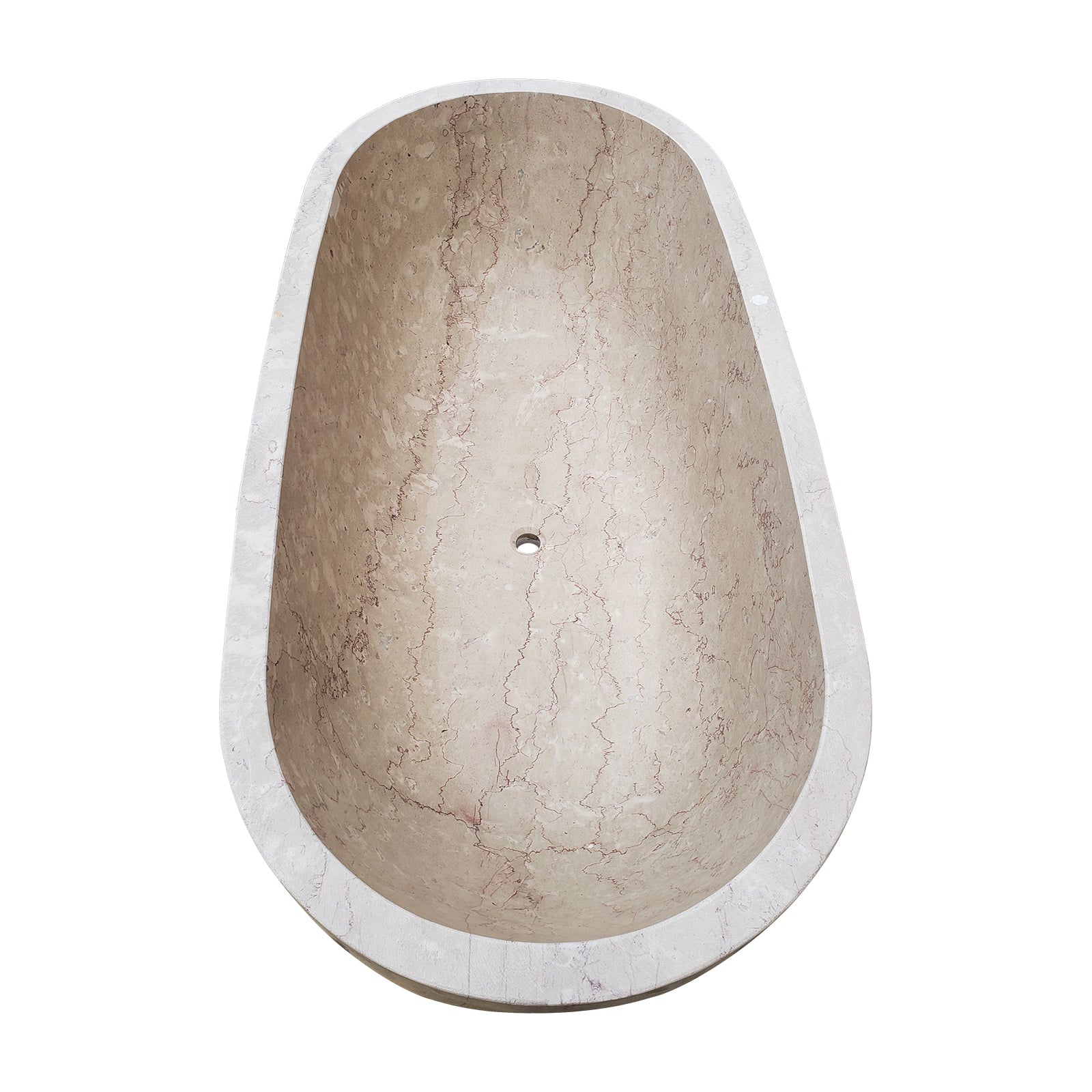 Hand-Carved Natural Marble Bathtub Freestanding Solid Stone Tub