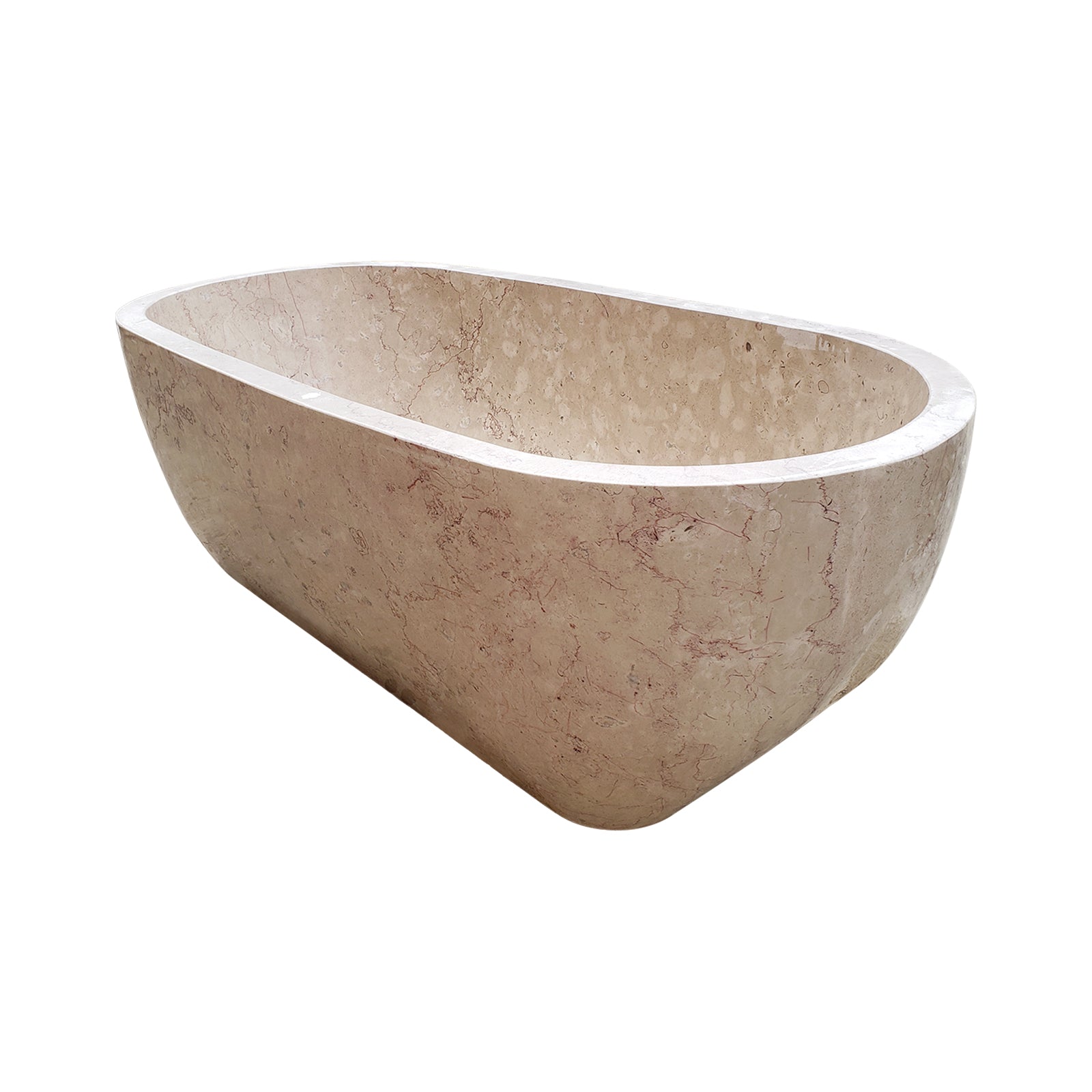 Hand-Carved Natural Marble Bathtub Freestanding Solid Stone Tub