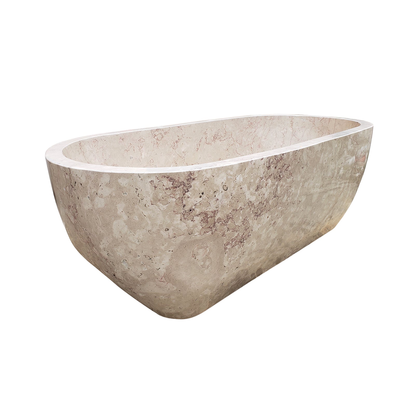 Hand-Carved Natural Marble Bathtub Freestanding Solid Stone Tub
